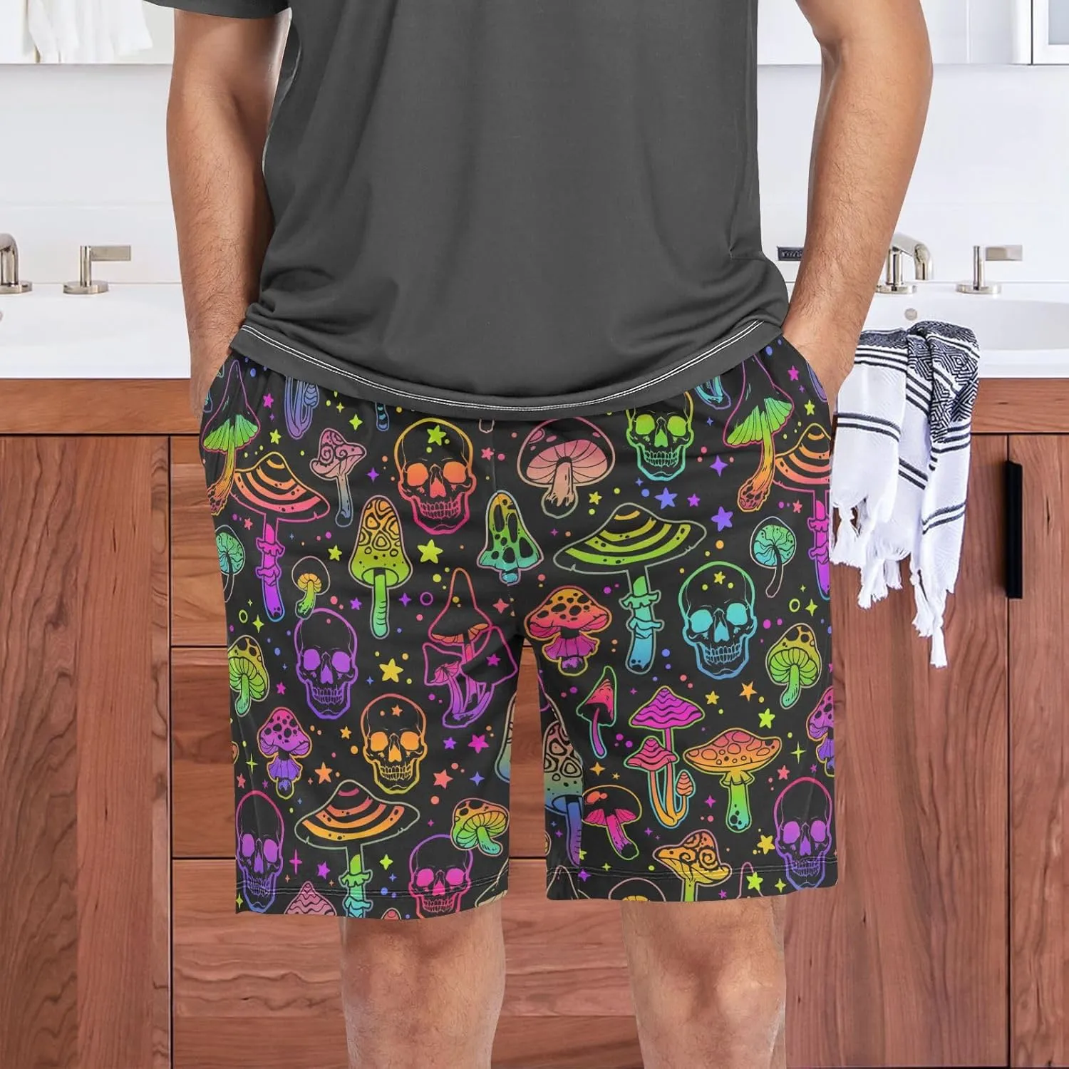 Men's Pajama Shorts Sleep Shorts Soft Comfy Lounge Pjs Bottoms Pajama Pants with Pockets