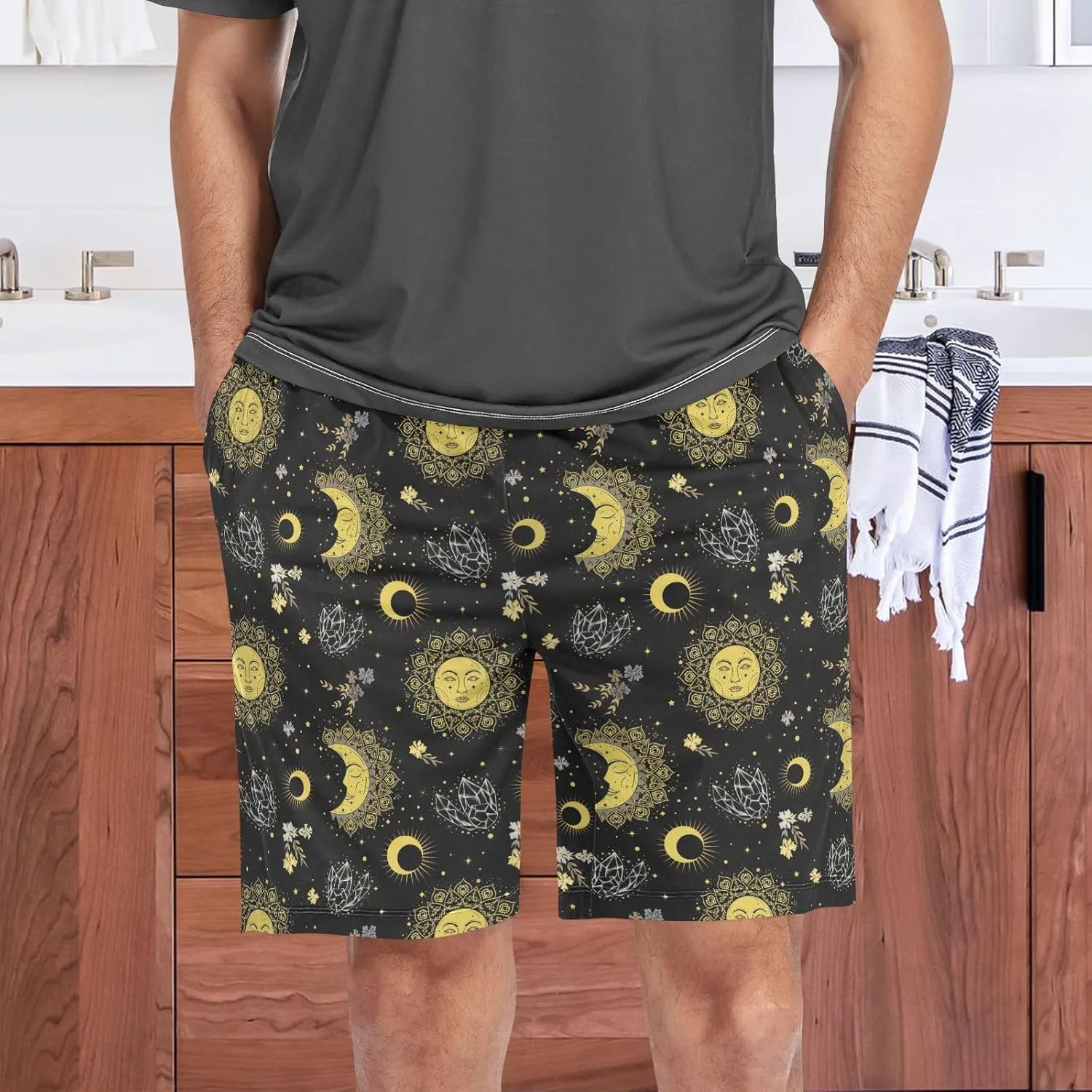 Men's Pajama Shorts Sleep Shorts Soft Comfy Lounge Pjs Bottoms Pajama Pants with Pockets