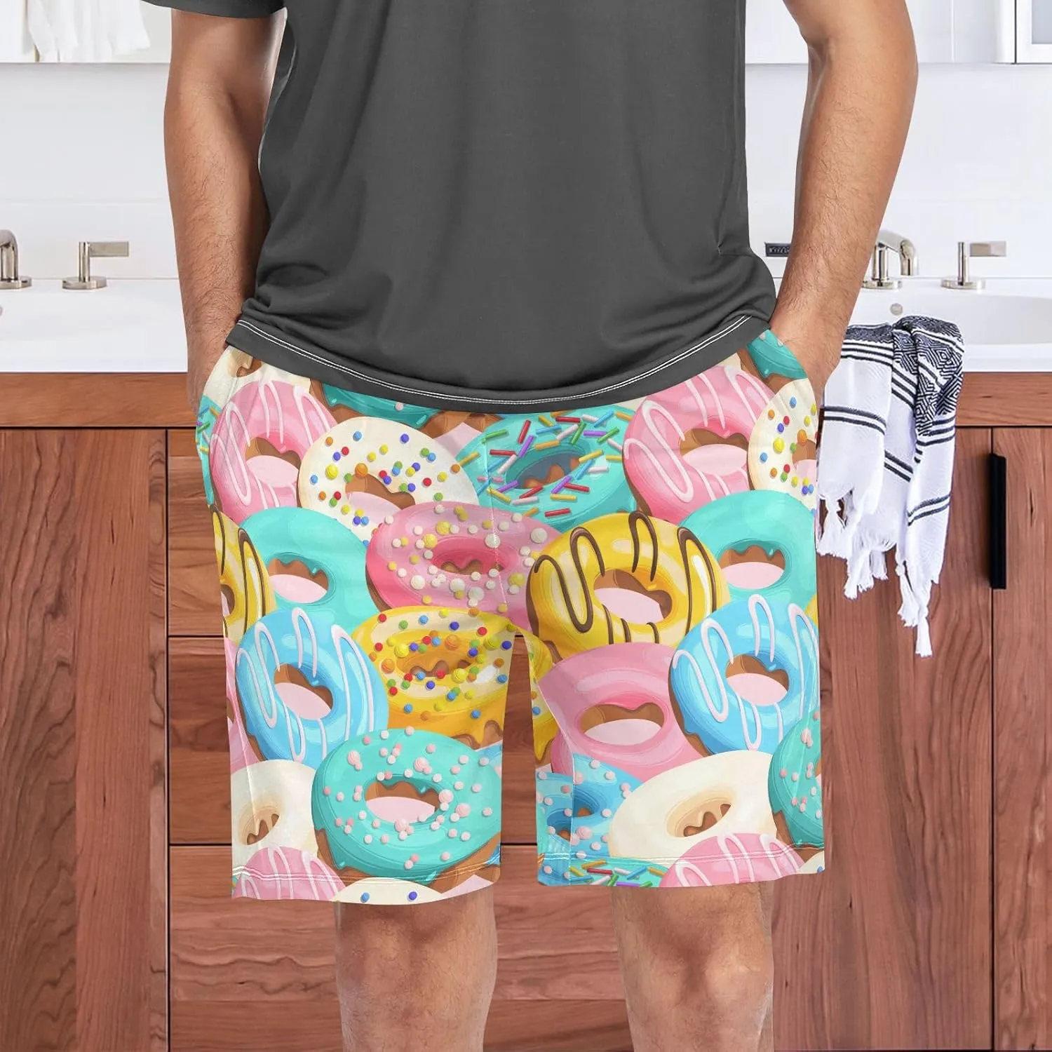 Men's Pajama Shorts Sleep Shorts Soft Comfy Lounge Pjs Bottoms Pajama Pants with Pockets