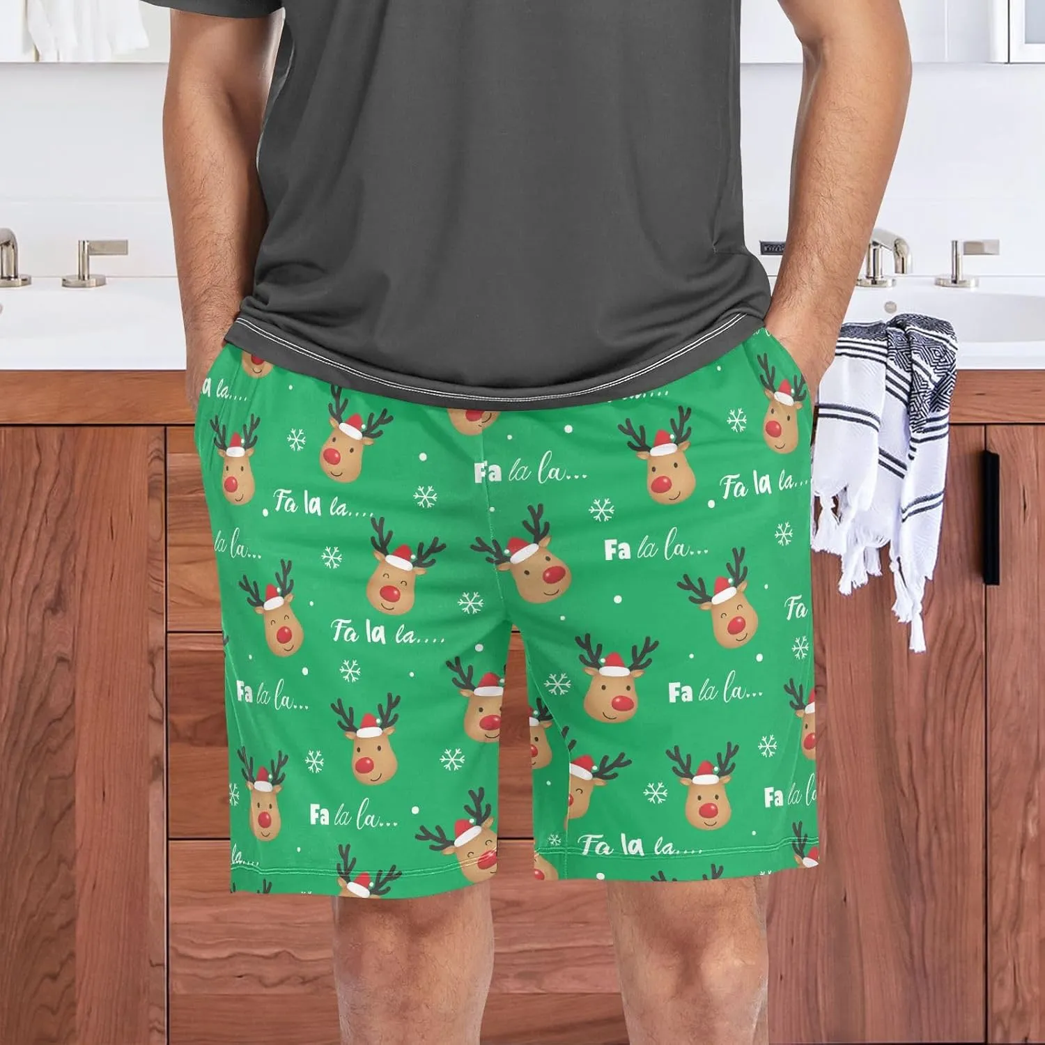 Men's Pajama Shorts Sleep Shorts Soft Comfy Lounge Pjs Bottoms Pajama Pants with Pockets