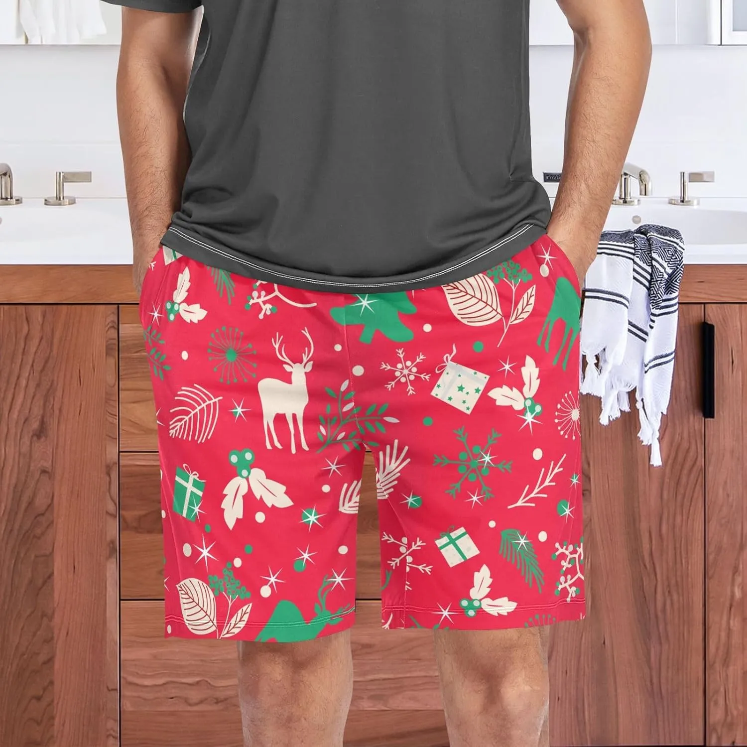 Men's Pajama Shorts Sleep Shorts Soft Comfy Lounge Pjs Bottoms Pajama Pants with Pockets