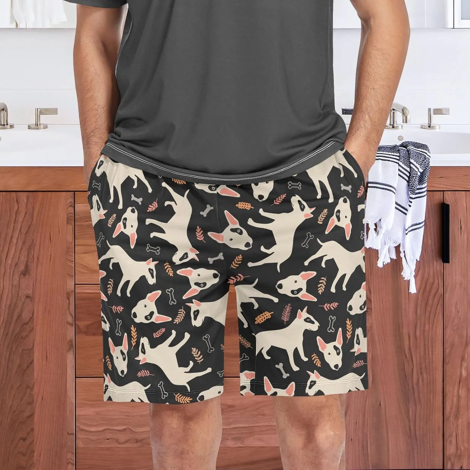 Men's Pajama Shorts Sleep Shorts Soft Comfy Lounge Pjs Bottoms Pajama Pants with Pockets