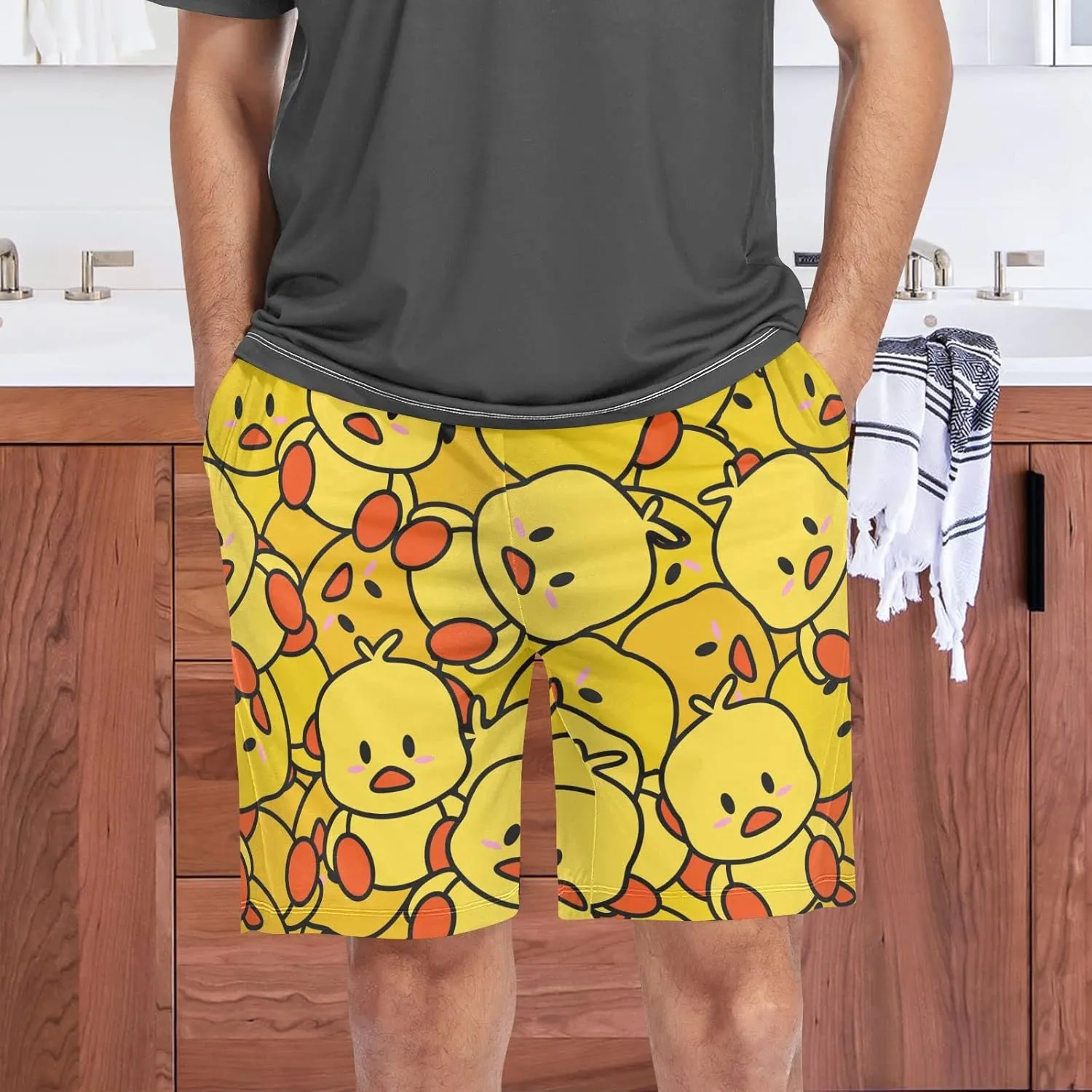 Men's Pajama Shorts Sleep Shorts Soft Comfy Lounge Pjs Bottoms Pajama Pants with Pockets