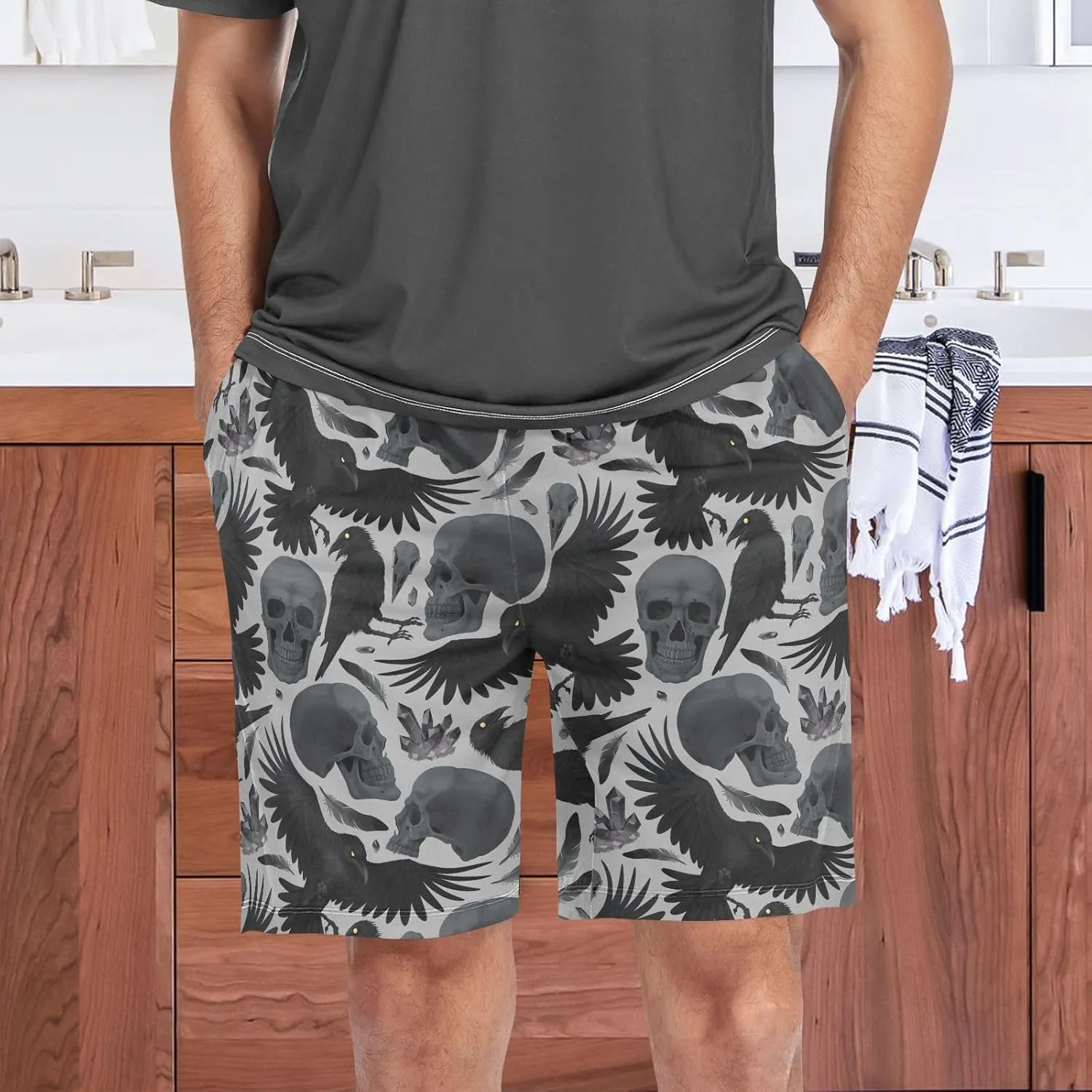 Men's Pajama Shorts Sleep Shorts Soft Comfy Lounge Pjs Bottoms Pajama Pants with Pockets