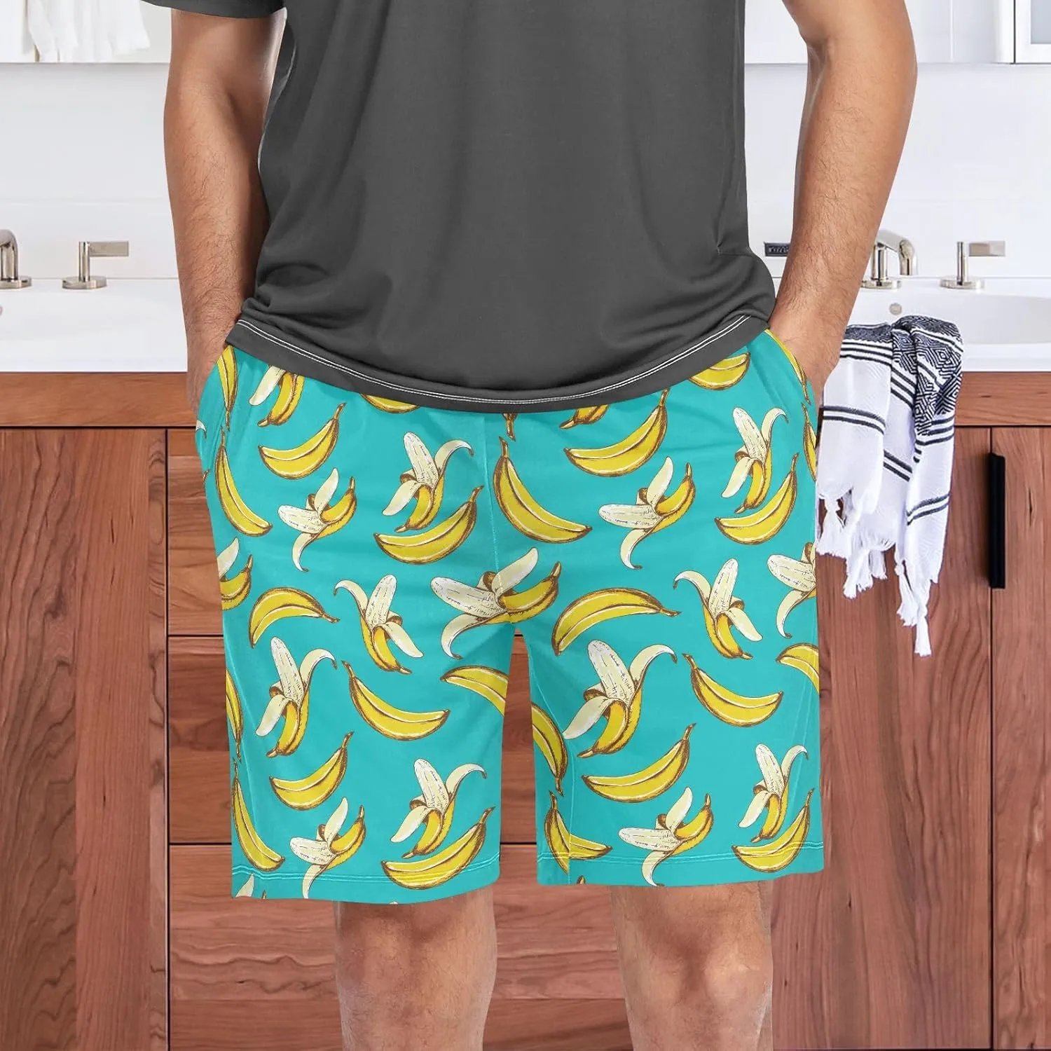 Men's Pajama Shorts Sleep Shorts Soft Comfy Lounge Pjs Bottoms Pajama Pants with Pockets