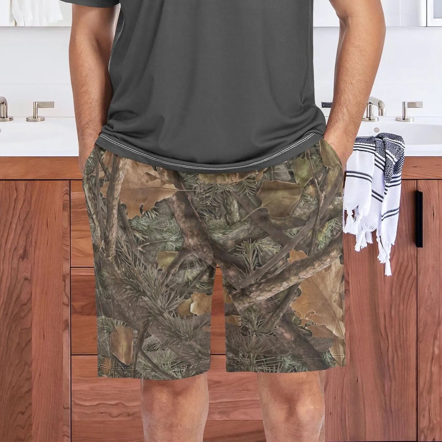Men's Pajama Shorts Sleep Shorts Soft Comfy Lounge Pjs Bottoms Pajama Pants with Pockets