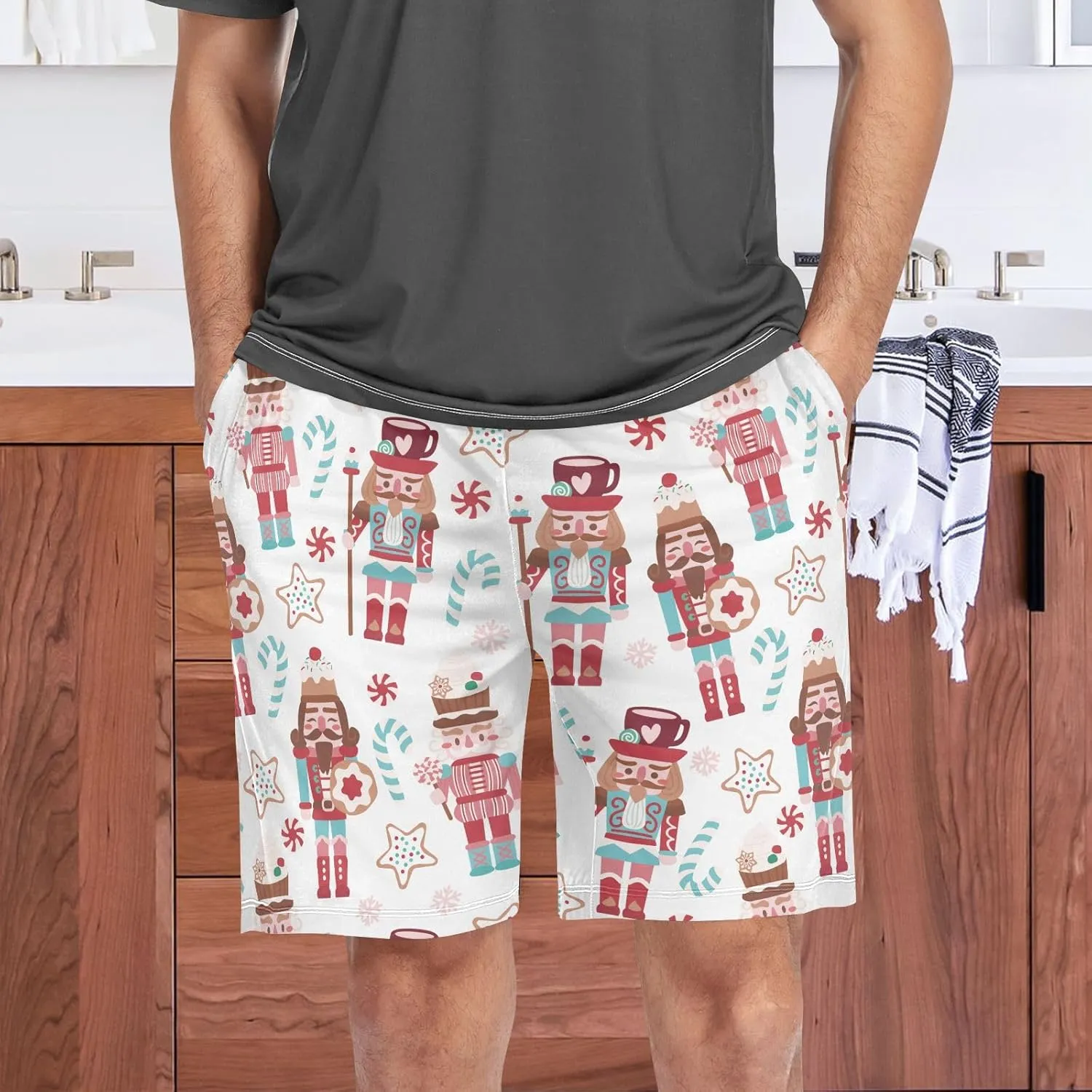Men's Pajama Shorts Sleep Shorts Soft Comfy Lounge Pjs Bottoms Pajama Pants with Pockets