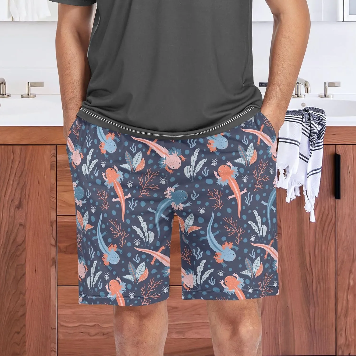 Men's Pajama Shorts Sleep Shorts Soft Comfy Lounge Pjs Bottoms Pajama Pants with Pockets