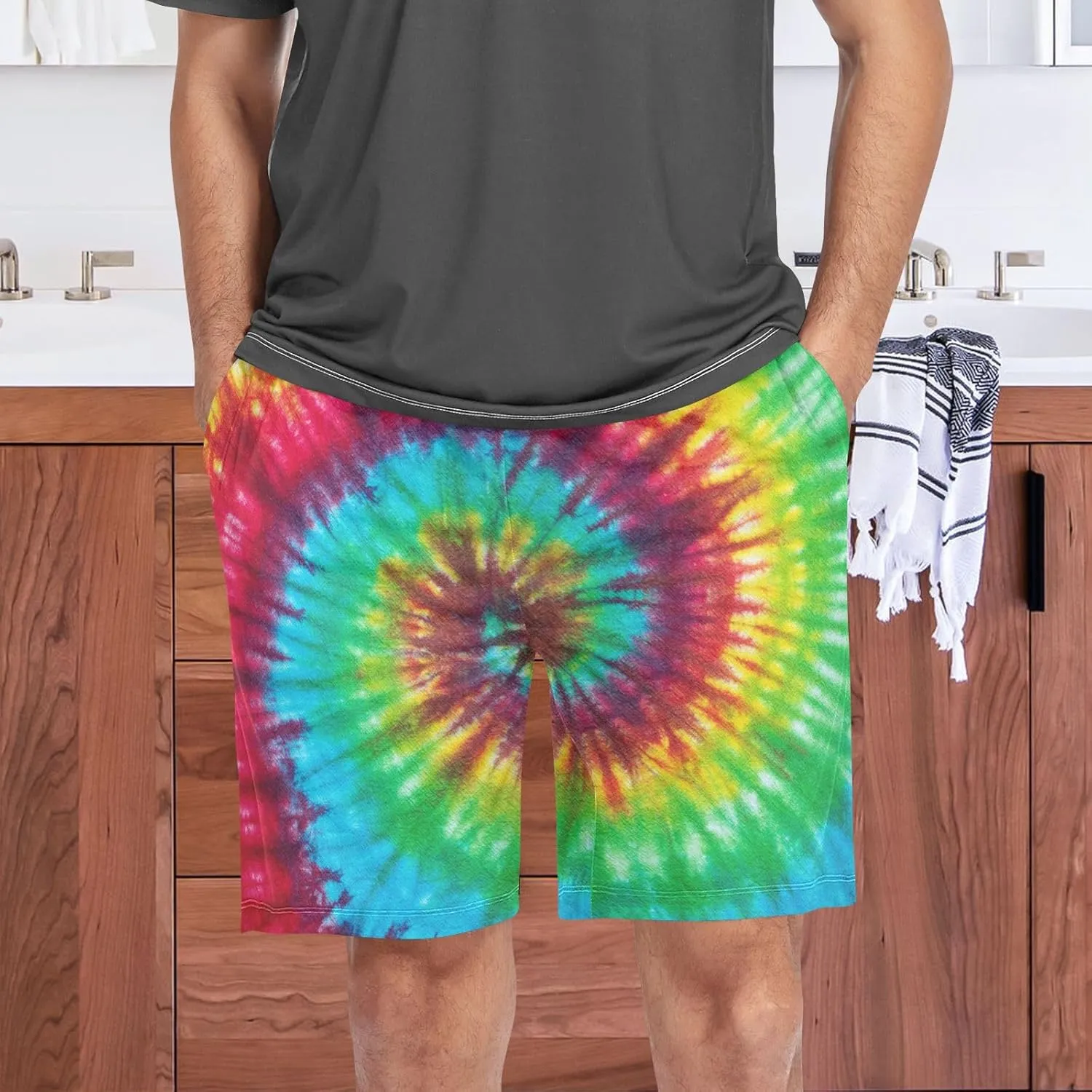 Men's Pajama Shorts Sleep Shorts Soft Comfy Lounge Pjs Bottoms Pajama Pants with Pockets