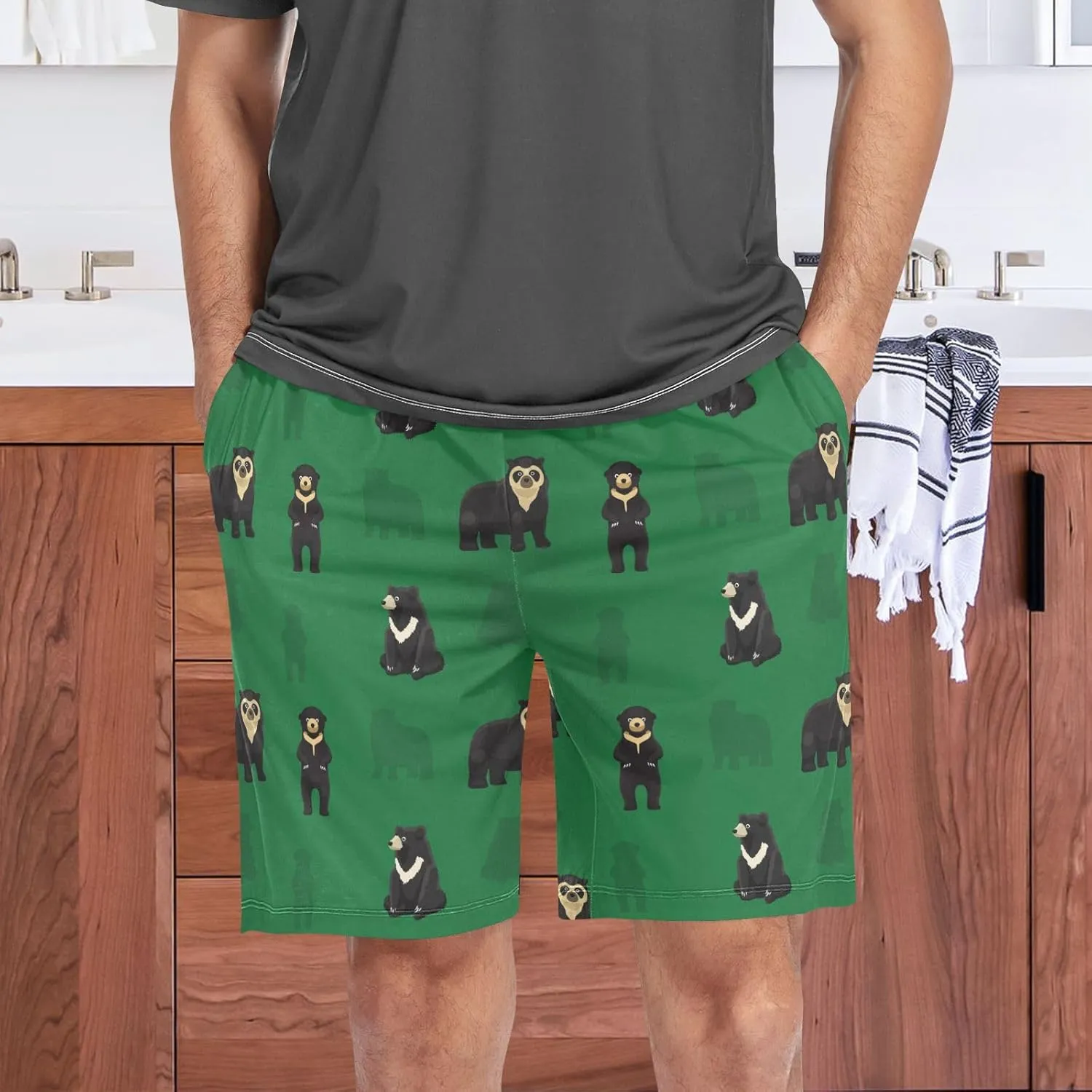 Men's Pajama Shorts Sleep Shorts Soft Comfy Lounge Pjs Bottoms Pajama Pants with Pockets