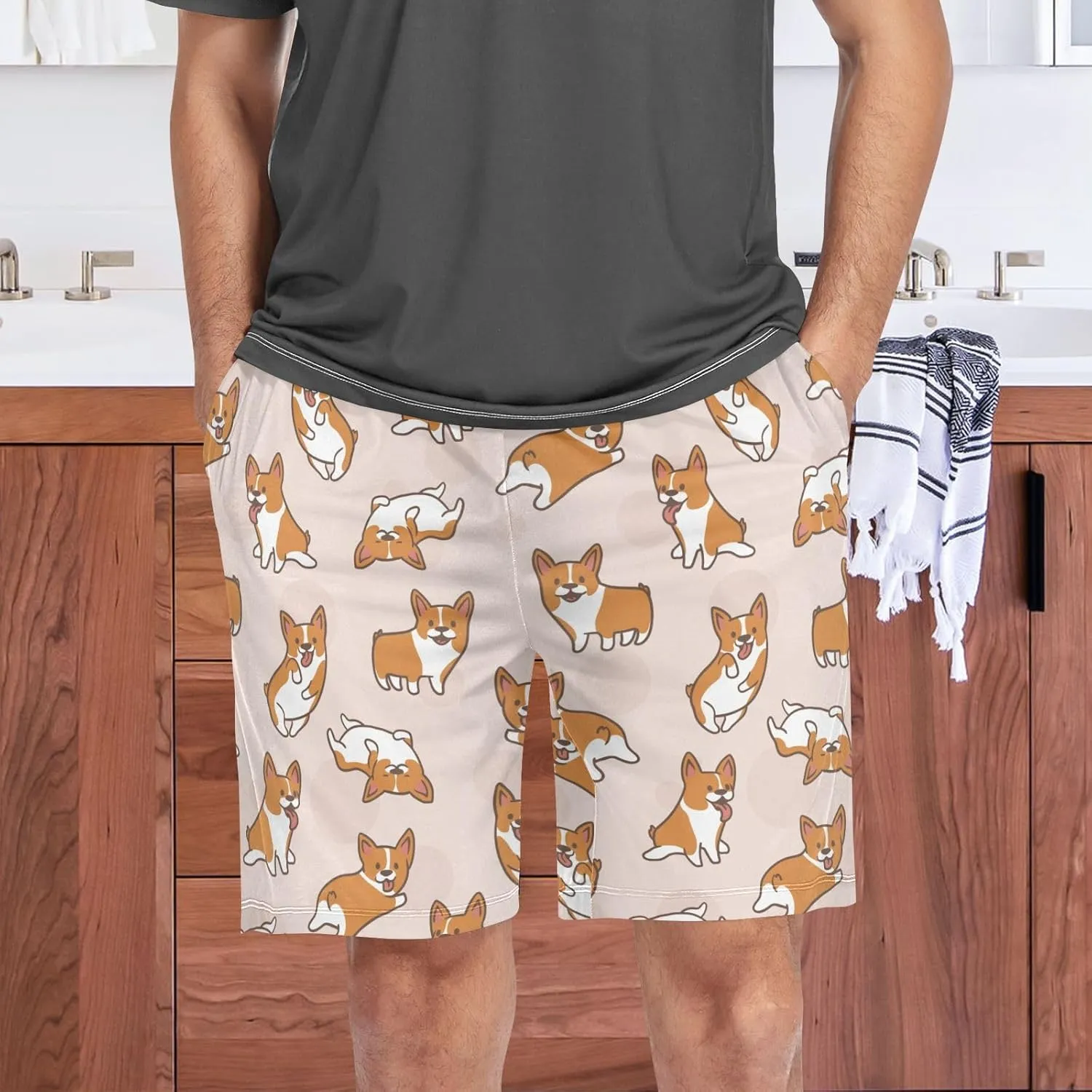 Men's Pajama Shorts Sleep Shorts Soft Comfy Lounge Pjs Bottoms Pajama Pants with Pockets