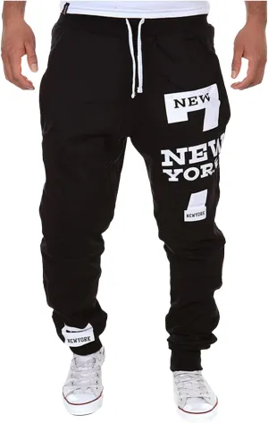 Men's Pants Trendy Casual Printed Workout Joggers with Pockets