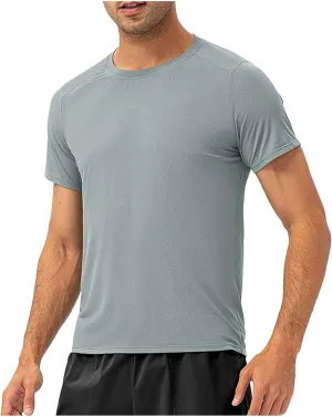 Men's Quick Dry Workout Gym Short Sleeve T Shirt Moisture Wicking Active Athletic Performance Running Tees Shirts