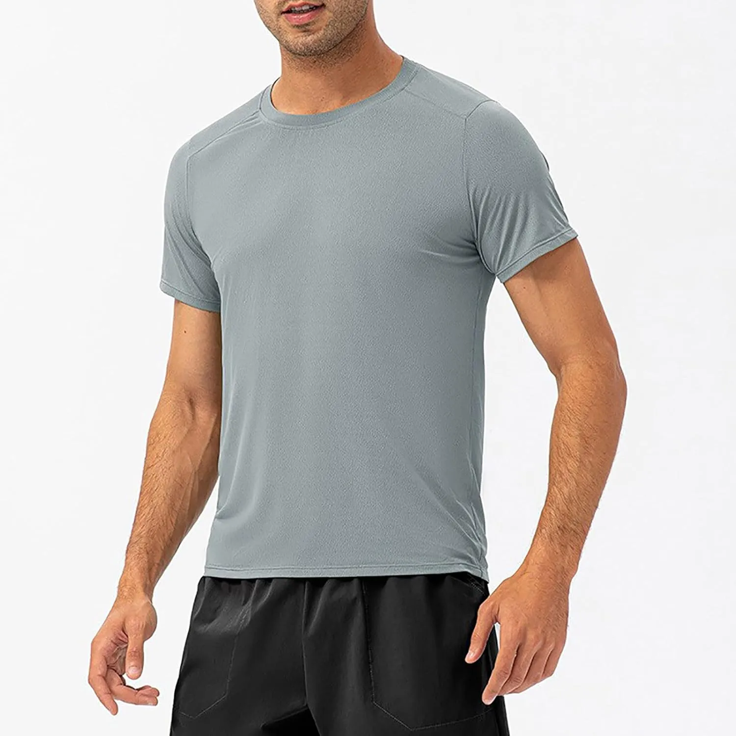 Men's Quick Dry Workout Gym Short Sleeve T Shirt Moisture Wicking Active Athletic Performance Running Tees Shirts