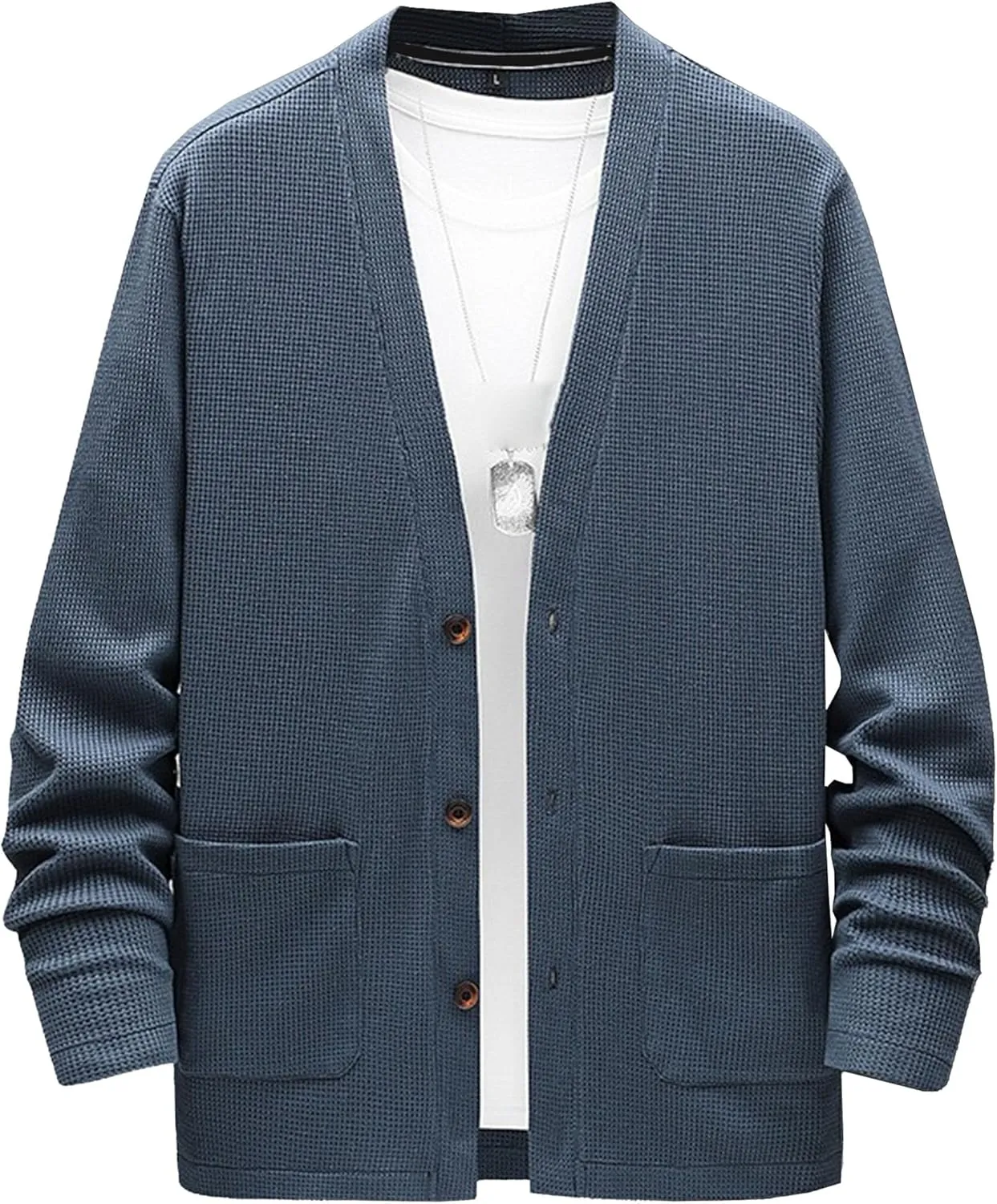 Men's Relaxed Fit Shawl Collar Sweater Button Down Open Front Sweater Cardigan Knit Sweaters with Pockets