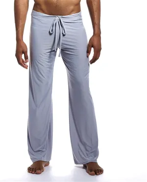 Mens Sleepwear Pants Stretch Elastic Waist Soft Ice Silk Casual Lightweight Loose Fit Pants Drawstring Yoga Trousers