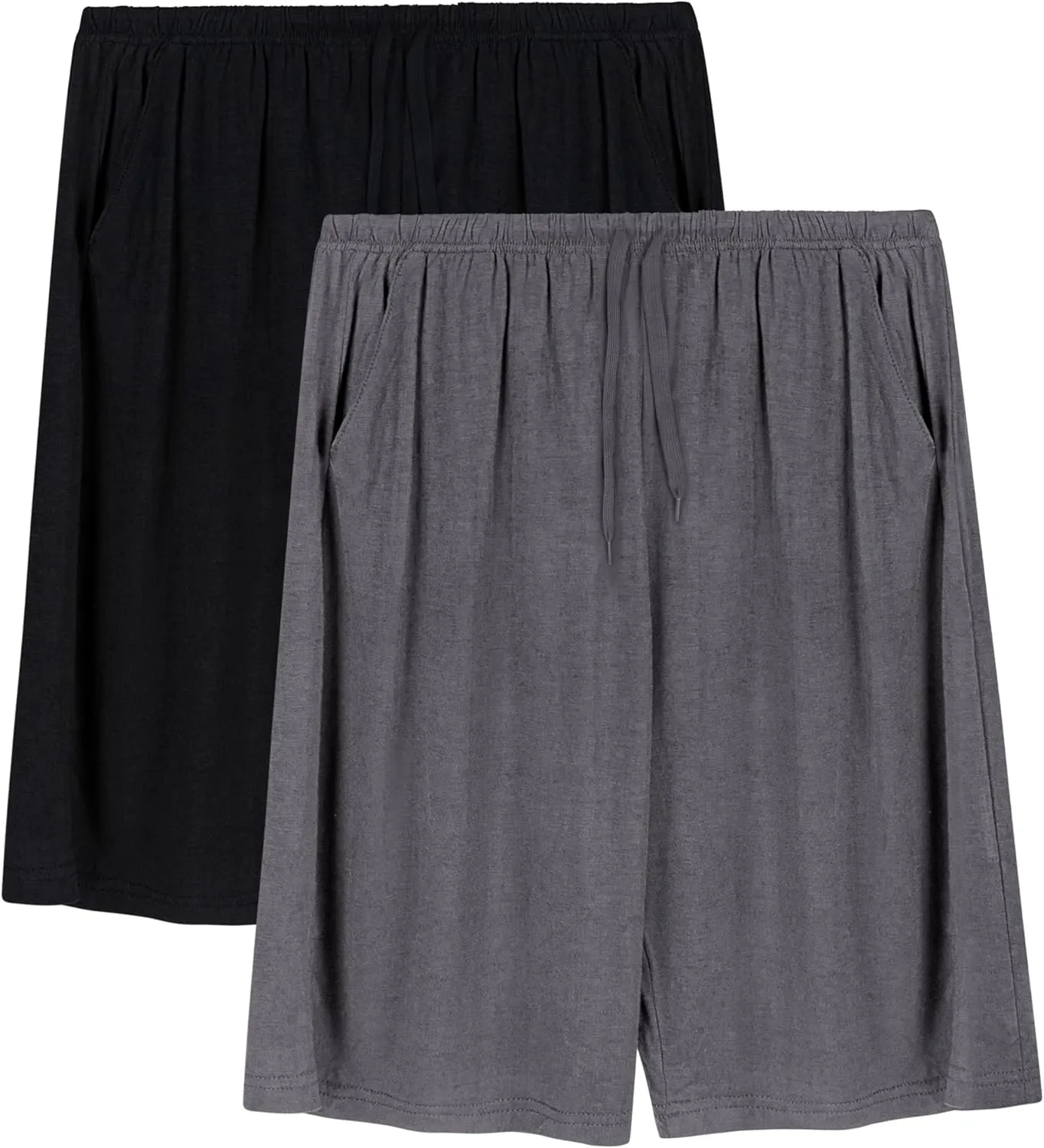 Men’s Soft Pajama Sleep Shorts, Comfy Lounge Pj Bottom Sleeping Shorts Pants Breathable Summer Sleepwear (2 Packs)