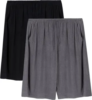 Men’s Soft Pajama Sleep Shorts, Comfy Lounge Pj Bottom Sleeping Shorts Pants Breathable Summer Sleepwear (2 Packs)