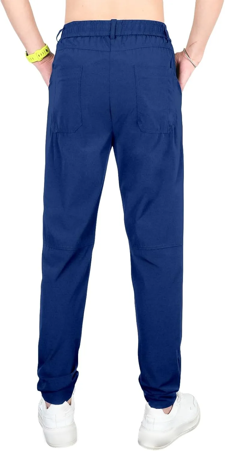 Mens Straight Legs Pants High Stretch Waterproof Cargo Pants Casual Lightweight Trendy Fit Trousers with Multi Pockets