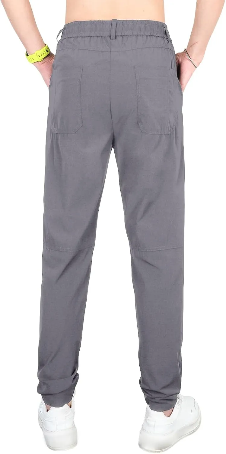 Mens Straight Legs Pants High Stretch Waterproof Cargo Pants Casual Lightweight Trendy Fit Trousers with Multi Pockets