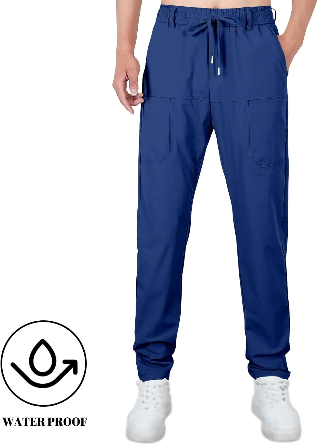 Mens Straight Legs Pants High Stretch Waterproof Cargo Pants Casual Lightweight Trendy Fit Trousers with Multi Pockets