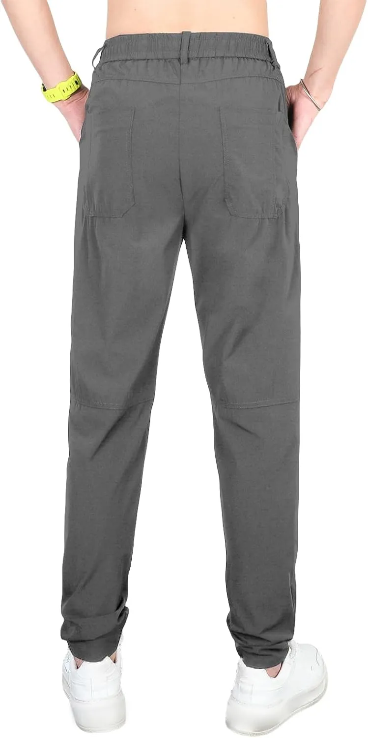 Mens Straight Legs Pants High Stretch Waterproof Cargo Pants Casual Lightweight Trendy Fit Trousers with Multi Pockets