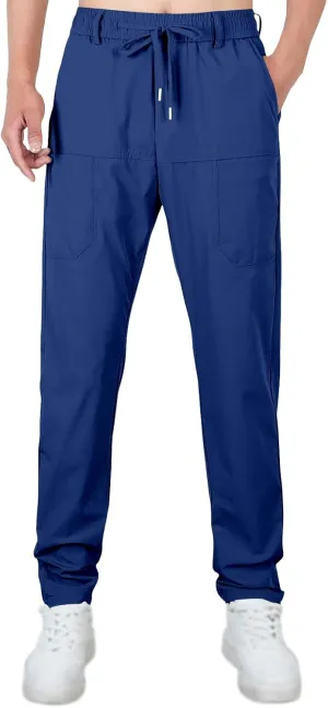 Mens Straight Legs Pants High Stretch Waterproof Cargo Pants Casual Lightweight Trendy Fit Trousers with Multi Pockets
