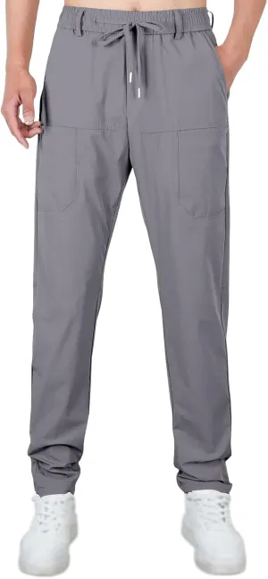 Mens Straight Legs Pants High Stretch Waterproof Cargo Pants Casual Lightweight Trendy Fit Trousers with Multi Pockets