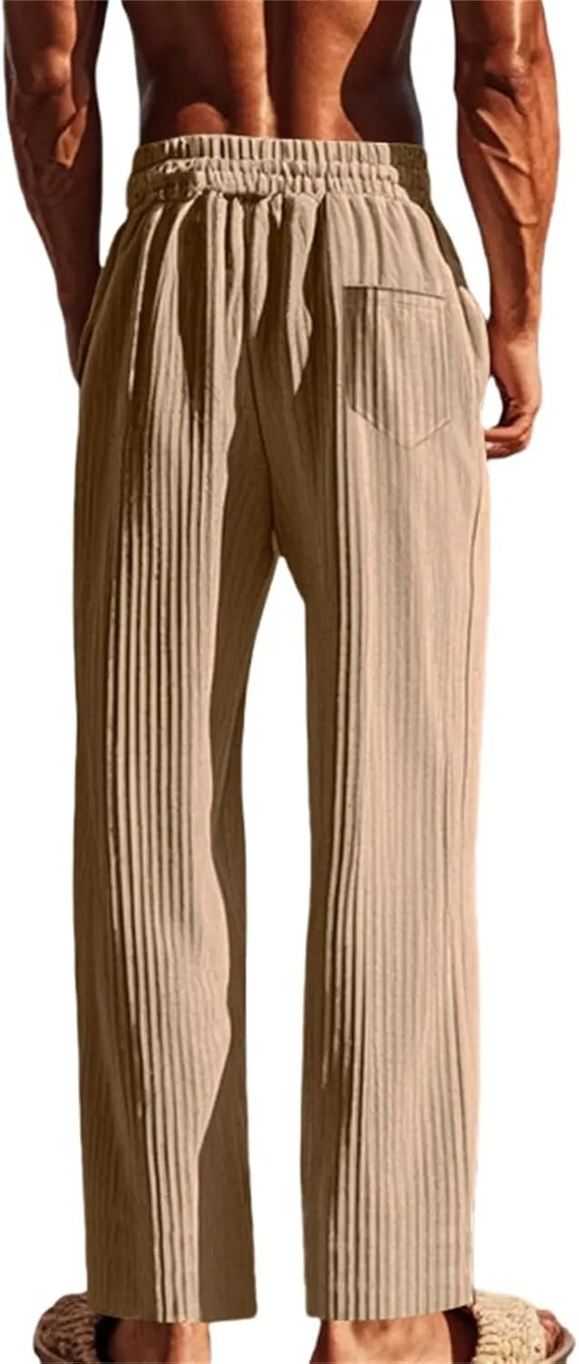 Mens Stretch Pants Relaxed Fit Breathable Sweatpants 2025 Trendy Workout Trousers Casual Drawstring Elastic Waist