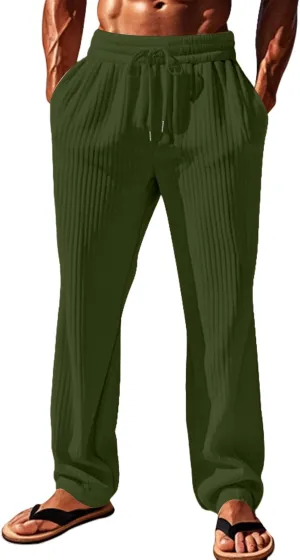 Mens Stretch Pants Relaxed Fit Breathable Sweatpants 2025 Trendy Workout Trousers Casual Drawstring Elastic Waist