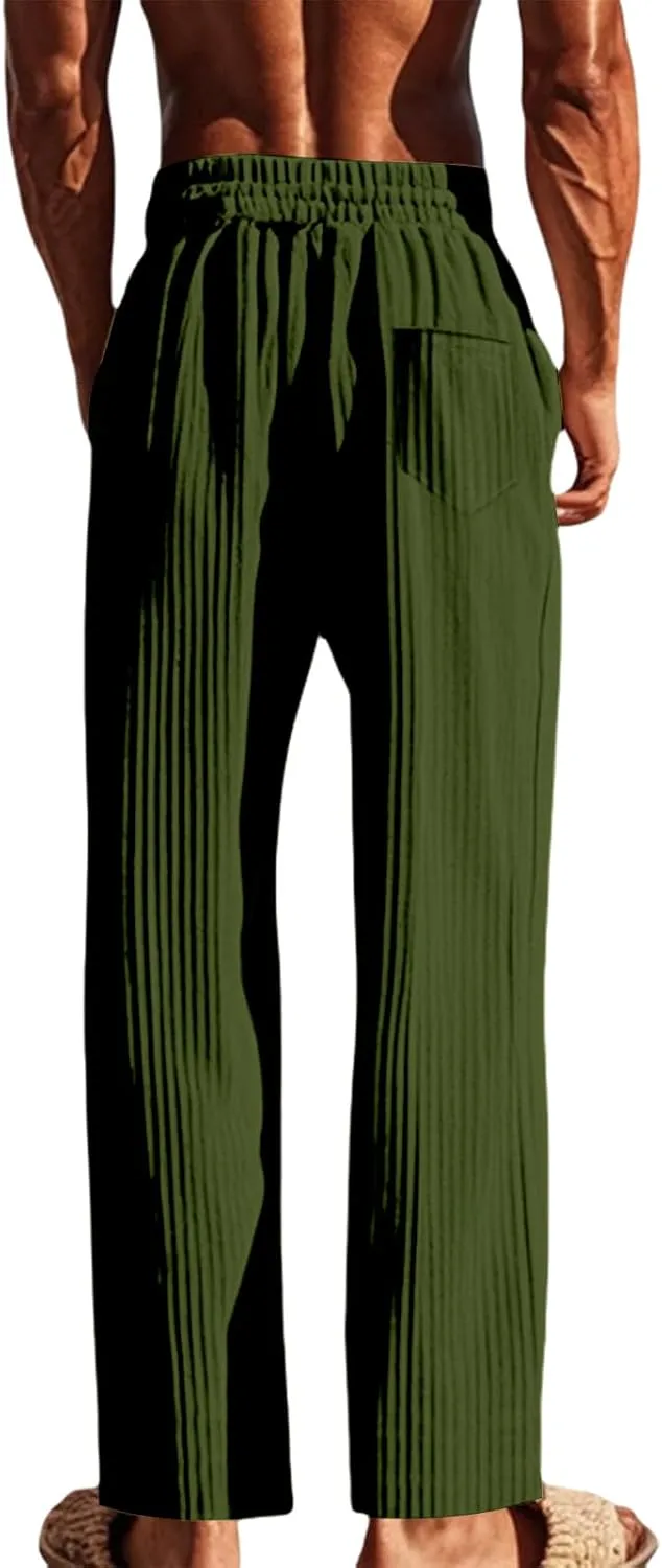 Mens Stretch Pants Relaxed Fit Breathable Sweatpants 2025 Trendy Workout Trousers Casual Drawstring Elastic Waist