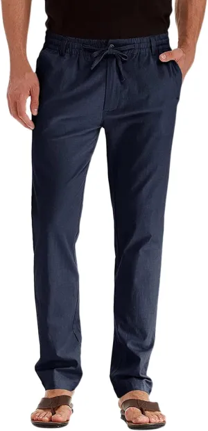 Men's Summer Pants Solid Color Elastic Waist Drawstring Pocket Slim Leg Comfortable Soft Fit Summer Trendy Trousers