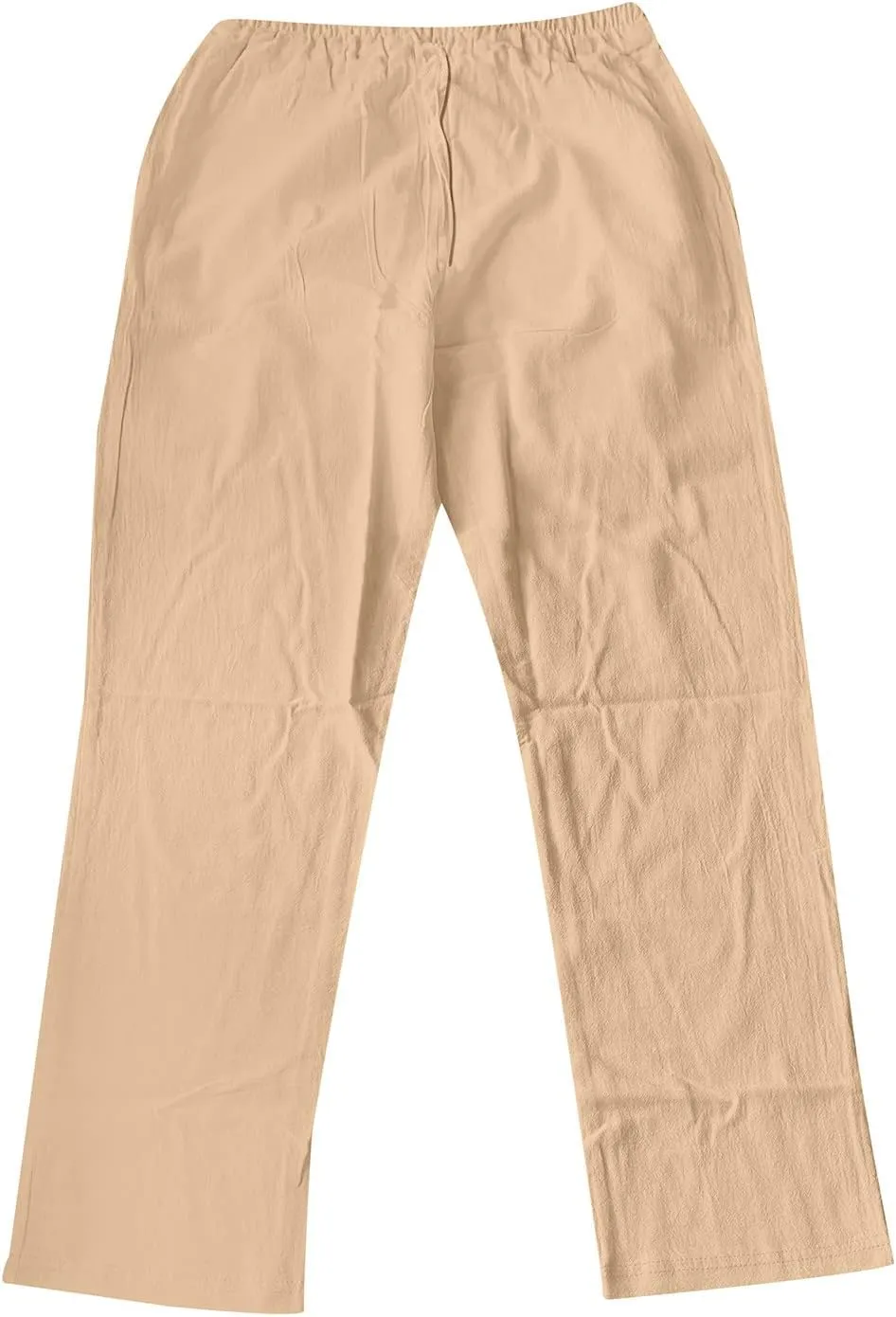 Men's Summer Pants Solid Color Elastic Waist Drawstring Pocket Wide Leg Fashion Athletic Elasticity Cute Trousers