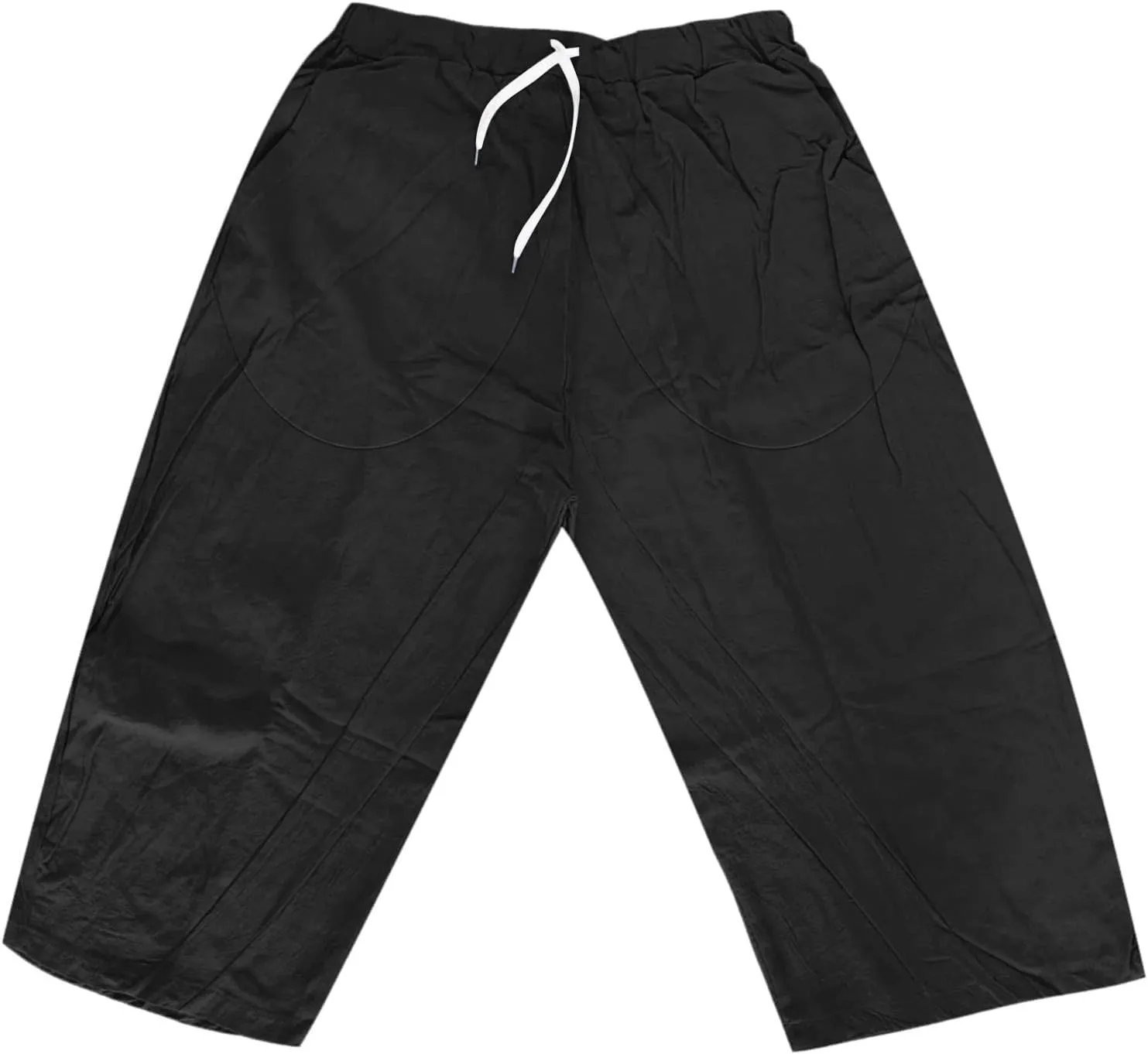Men's Summer Pants Solid Color Elastic Waist Drawstring Pocket Wide Leg Fashion Leisure Style Summer Cute Trousers