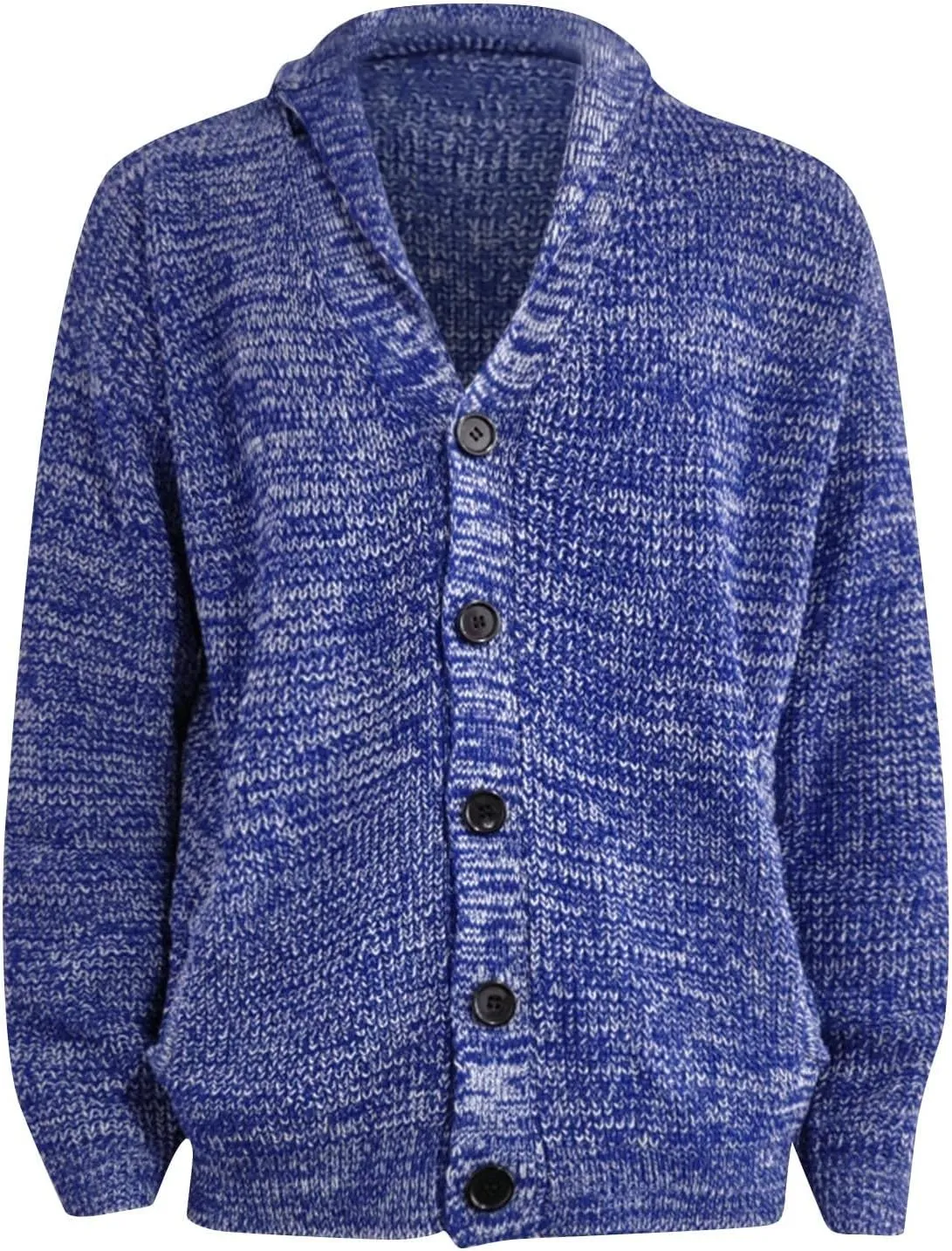 Mens Sweater Cardigan Casual Long Sleeve Shawl Collar Buttons Down Cable Knit Cardigan Sweater, XXL-5XL