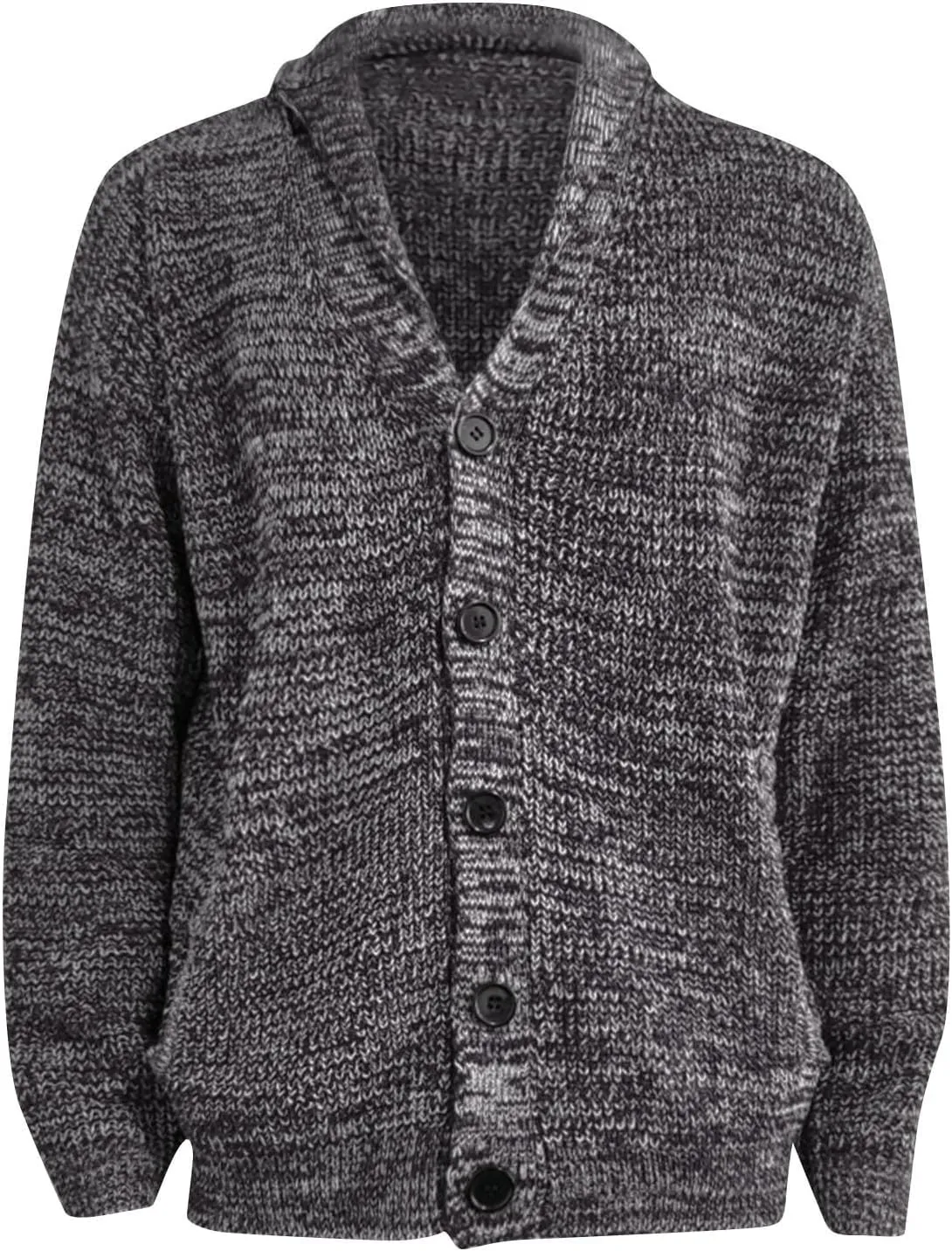 Mens Sweater Cardigan Casual Long Sleeve Shawl Collar Buttons Down Cable Knit Cardigan Sweater, XXL-5XL