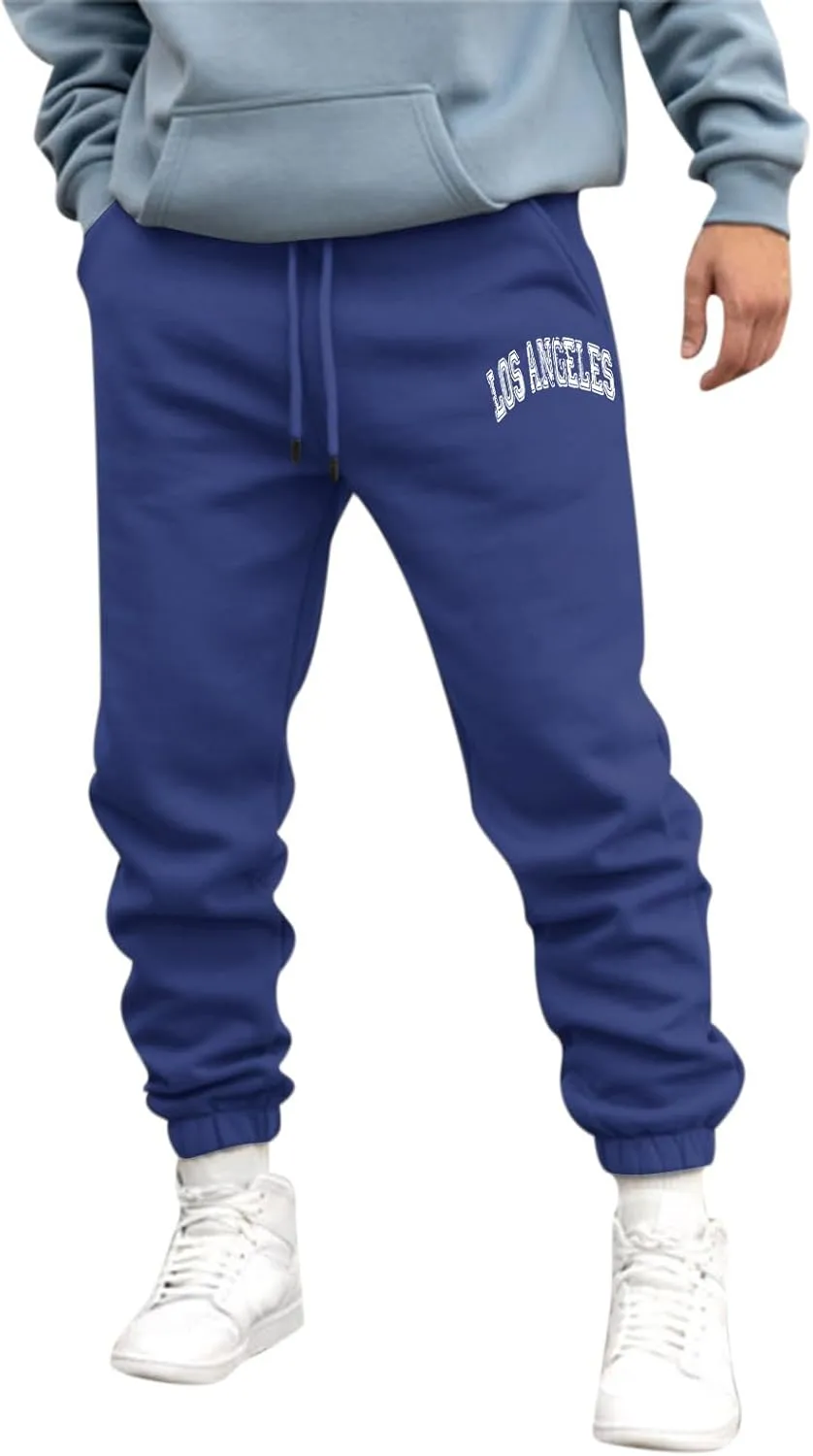 Mens Sweatpants 3D Printed Elastic Waist Casual Heavyweight Warmth Trendy Pants Outdoor Training Trousers with Pockets