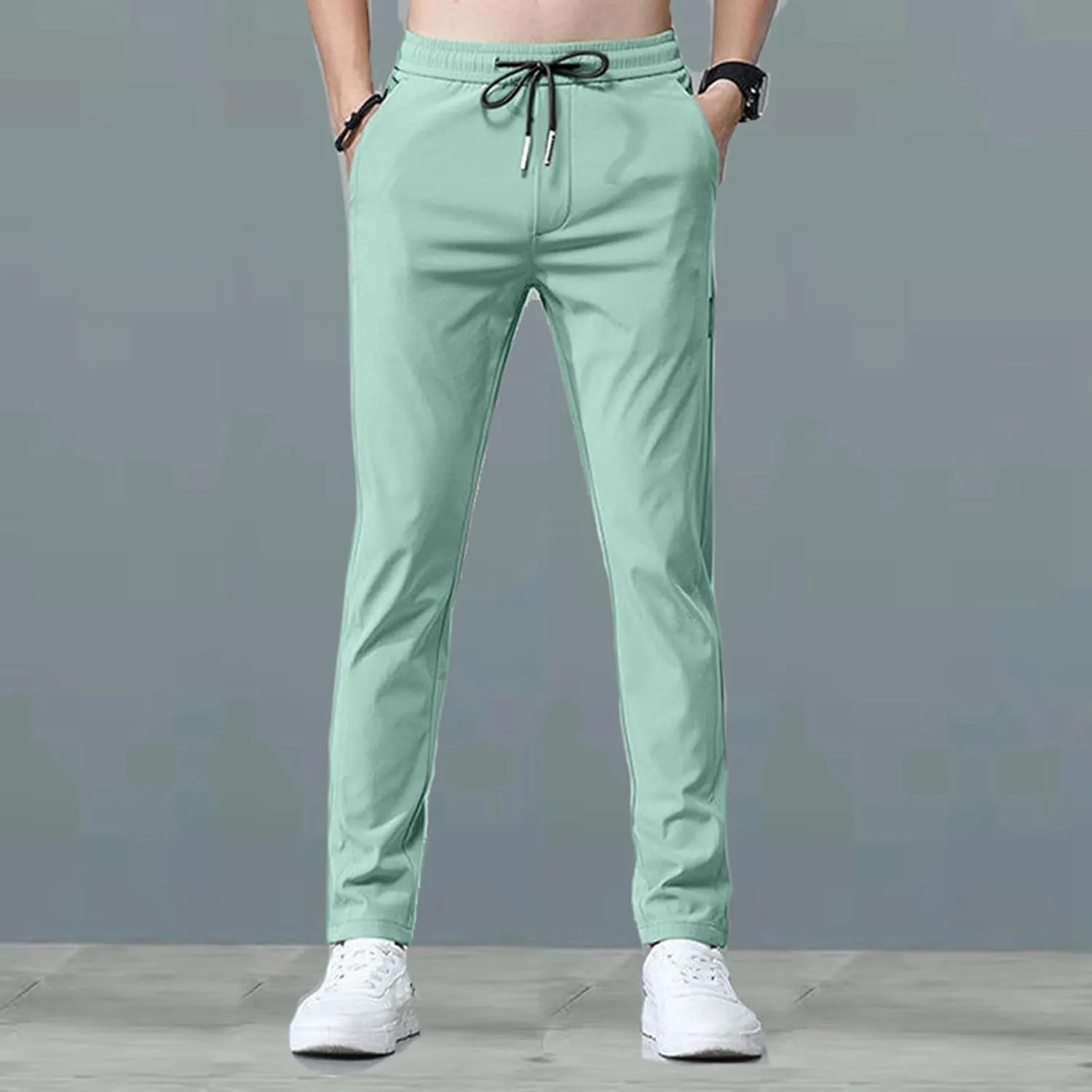Men's Sweatpants Summer Drawstring Elastic Waist Fit Pockets Breathable Soft Fit Sport Clothes Fresh Joggers