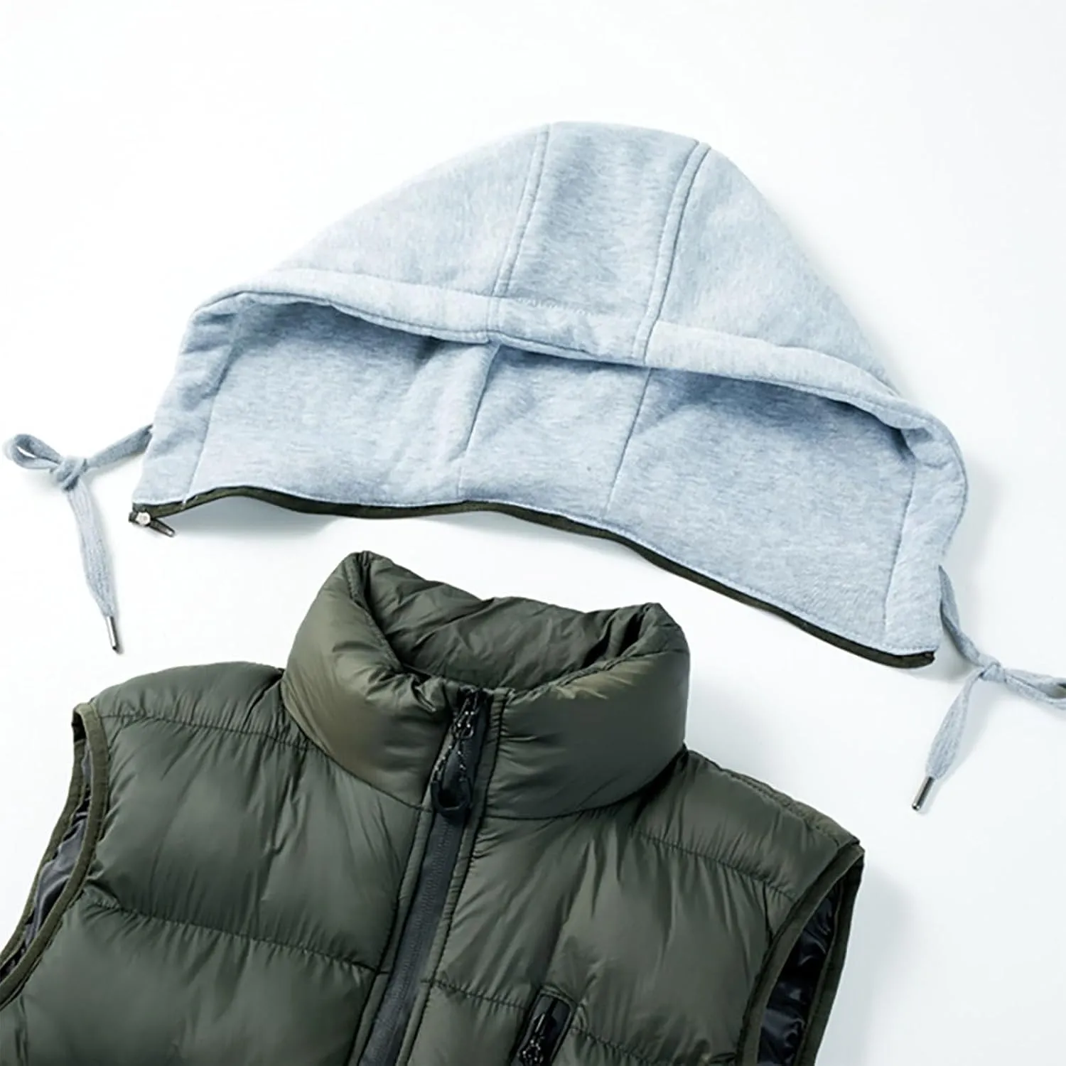 Men's Thicken Winter Warm Vest Sleeveless Padded Puffer Jacket Lightweight Windproof Hooded Vest with Removable Hood