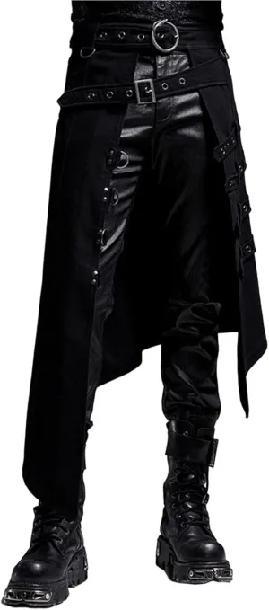 Mens Trend Rock Punk Ashes Gothic Asymmetrical Punk Half Dress Slack Pants for Men Loose Comfy Soft Fitness Trousers