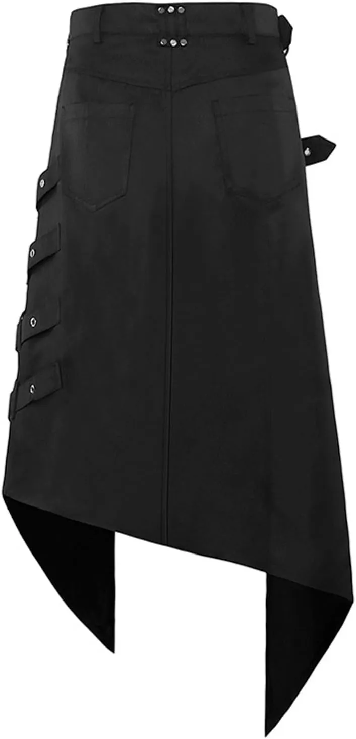 Mens Trend Rock Punk Ashes Gothic Asymmetrical Punk Half Dress Slack Pants for Men Loose Comfy Soft Fitness Trousers