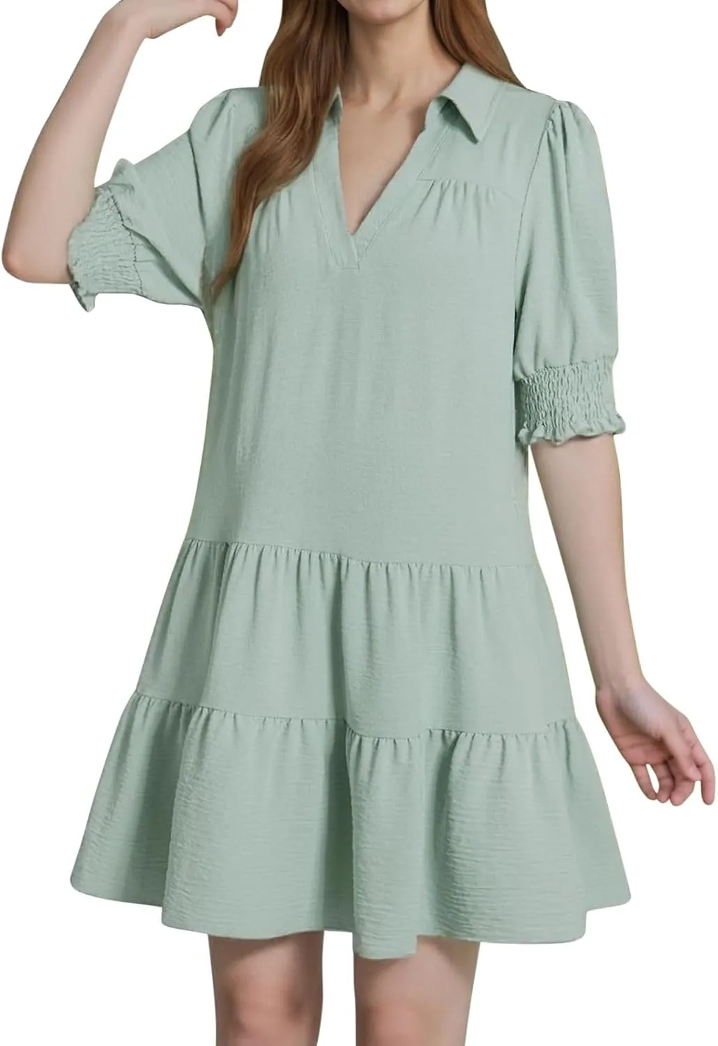 Mini Shift Dresses for Women 2025 Boho Tiered Ruffle Hem Drop Waist Y2K Mini Dress Summer Baby Shower Outfit for Guest