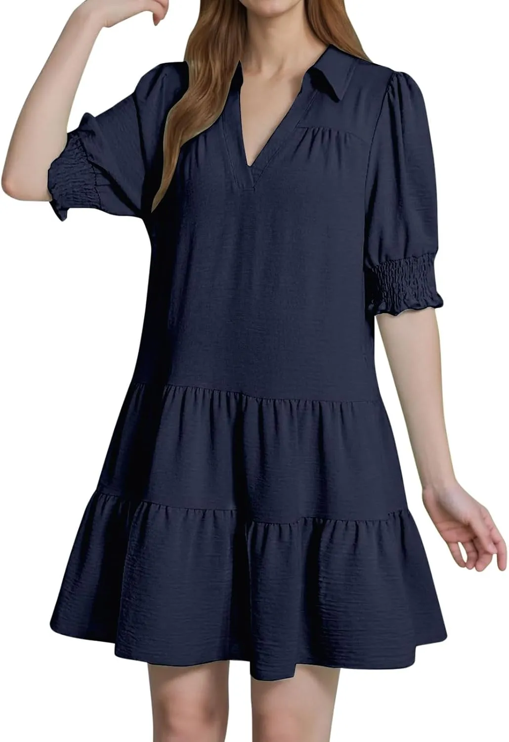 Mini Shift Dresses for Women 2025 Boho Tiered Ruffle Hem Drop Waist Y2K Mini Dress Summer Baby Shower Outfit for Guest
