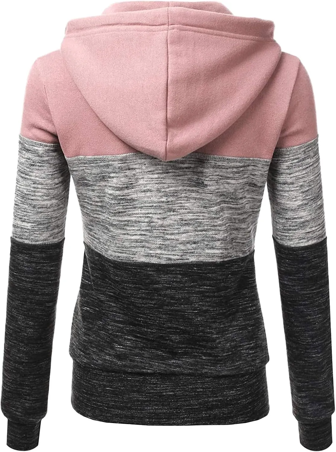 Mmoneyake Women Hoodies with Zipper Color Block Hoodie Zip-Up Jersey Jacket Long Sleeve Comfortable Lightweight Sweatshirt