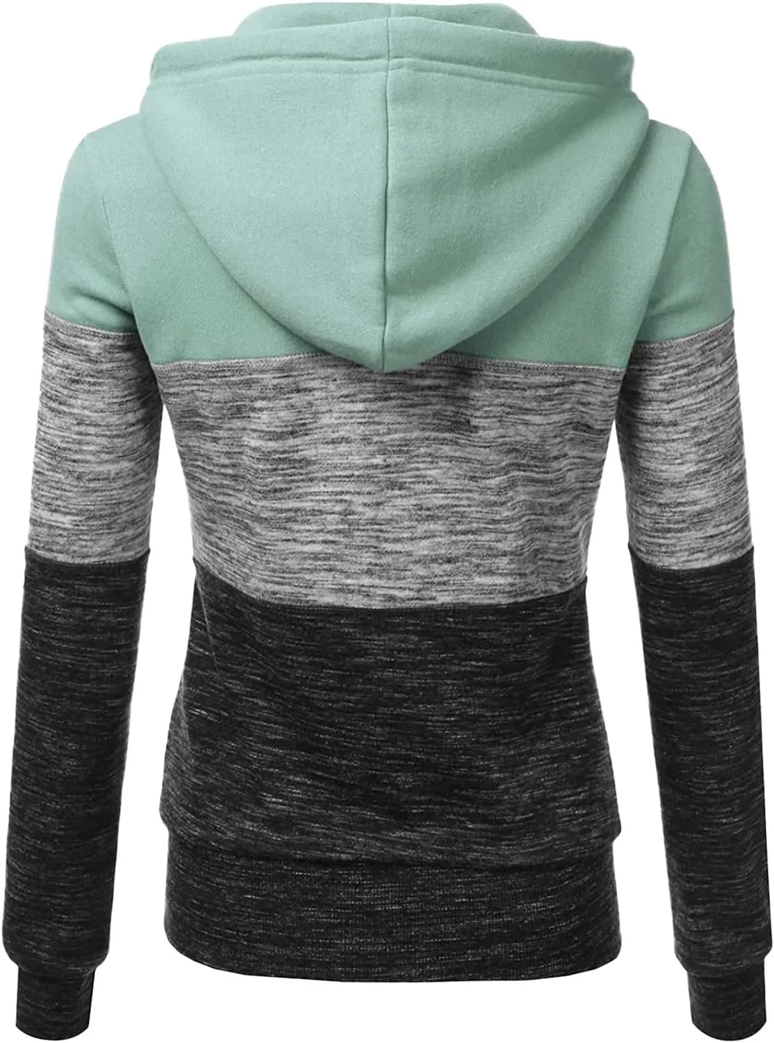 Mmoneyake Women Hoodies with Zipper Color Block Hoodie Zip-Up Jersey Jacket Long Sleeve Comfortable Lightweight Sweatshirt