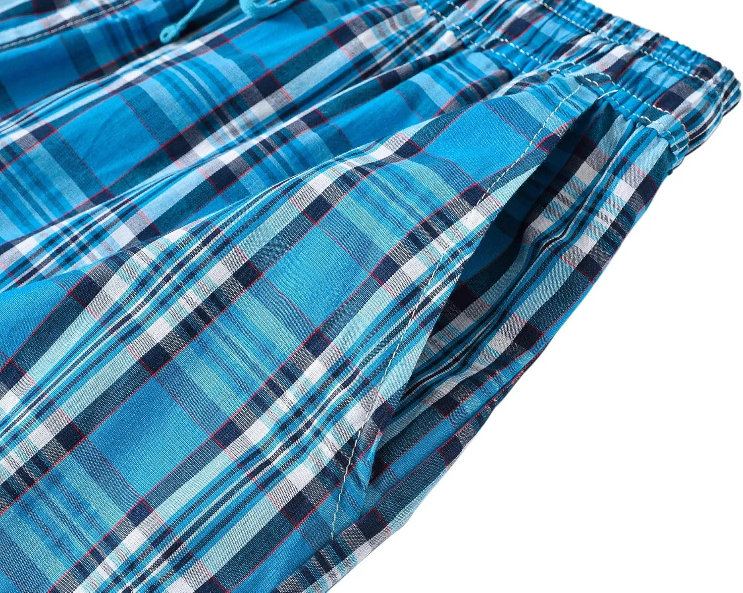 MoFiz Men's Sleepwear Shorts Pajama Bottom Lounge Short Plaid Button Open Fly 3Pack