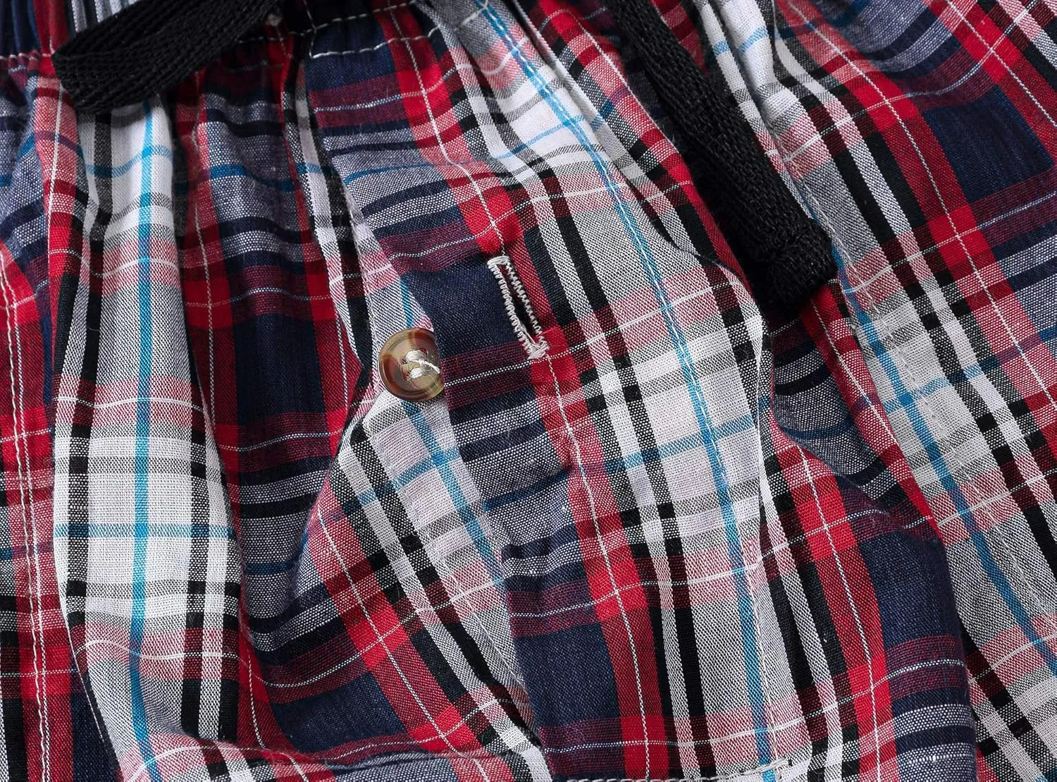 MoFiz Men's Sleepwear Shorts Pajama Bottom Lounge Short Plaid Button Open Fly 3Pack