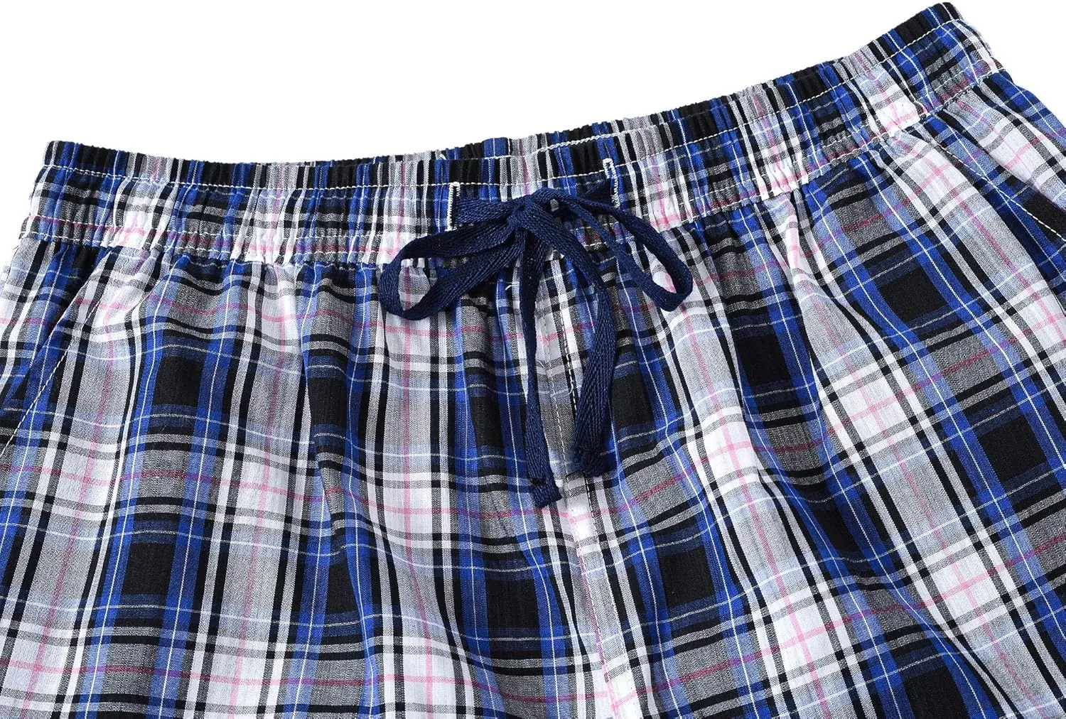 MoFiz Men's Sleepwear Shorts Pajama Bottom Lounge Short Plaid Button Open Fly 3Pack