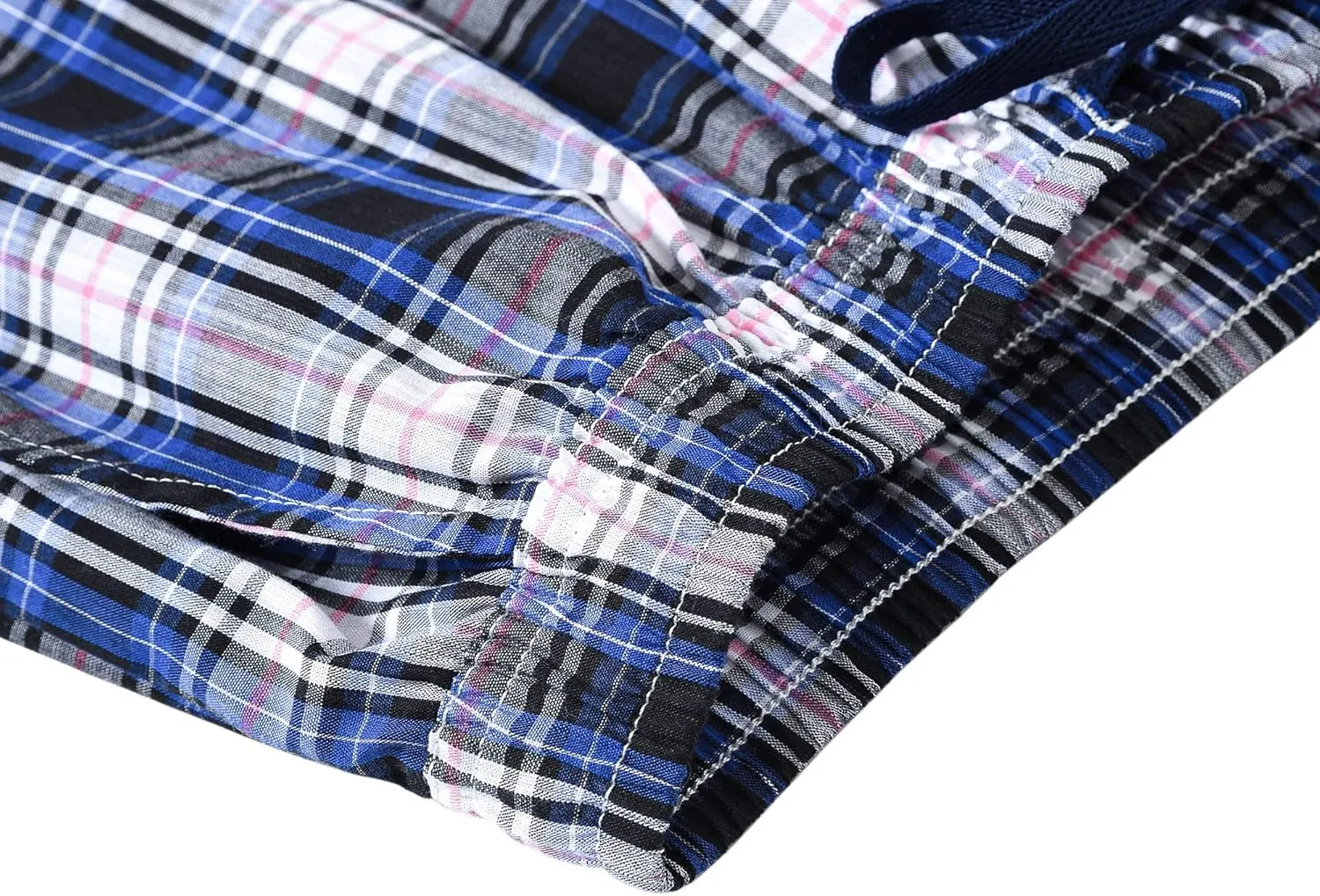 MoFiz Men's Sleepwear Shorts Pajama Bottom Lounge Short Plaid Button Open Fly 3Pack