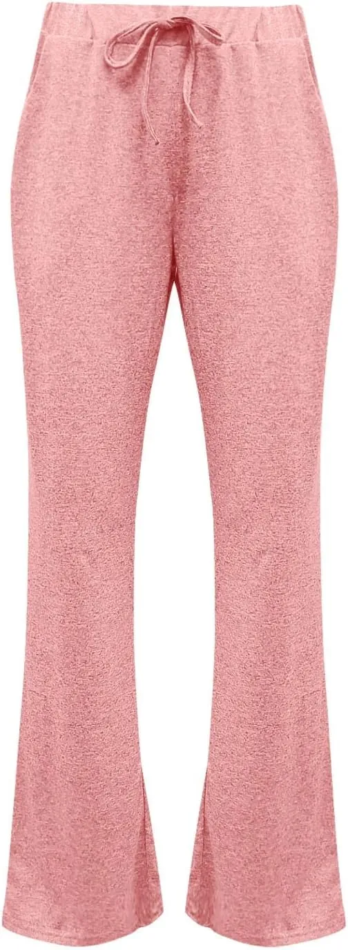 Muyise Womens Comfy Lounge Pants Loose Yoga Pants Wide Leg Casual Lightweight Drawstring Palazzo Pajama Pants with Pockets